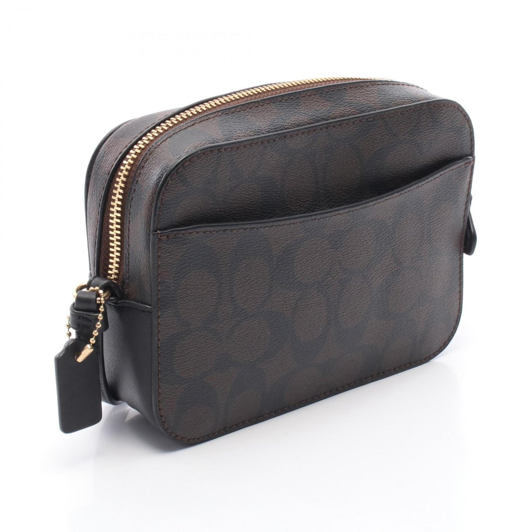 Coach Signature Mini Camera Bag, Shoulder Coated Canvas and Leather, Brown Black
