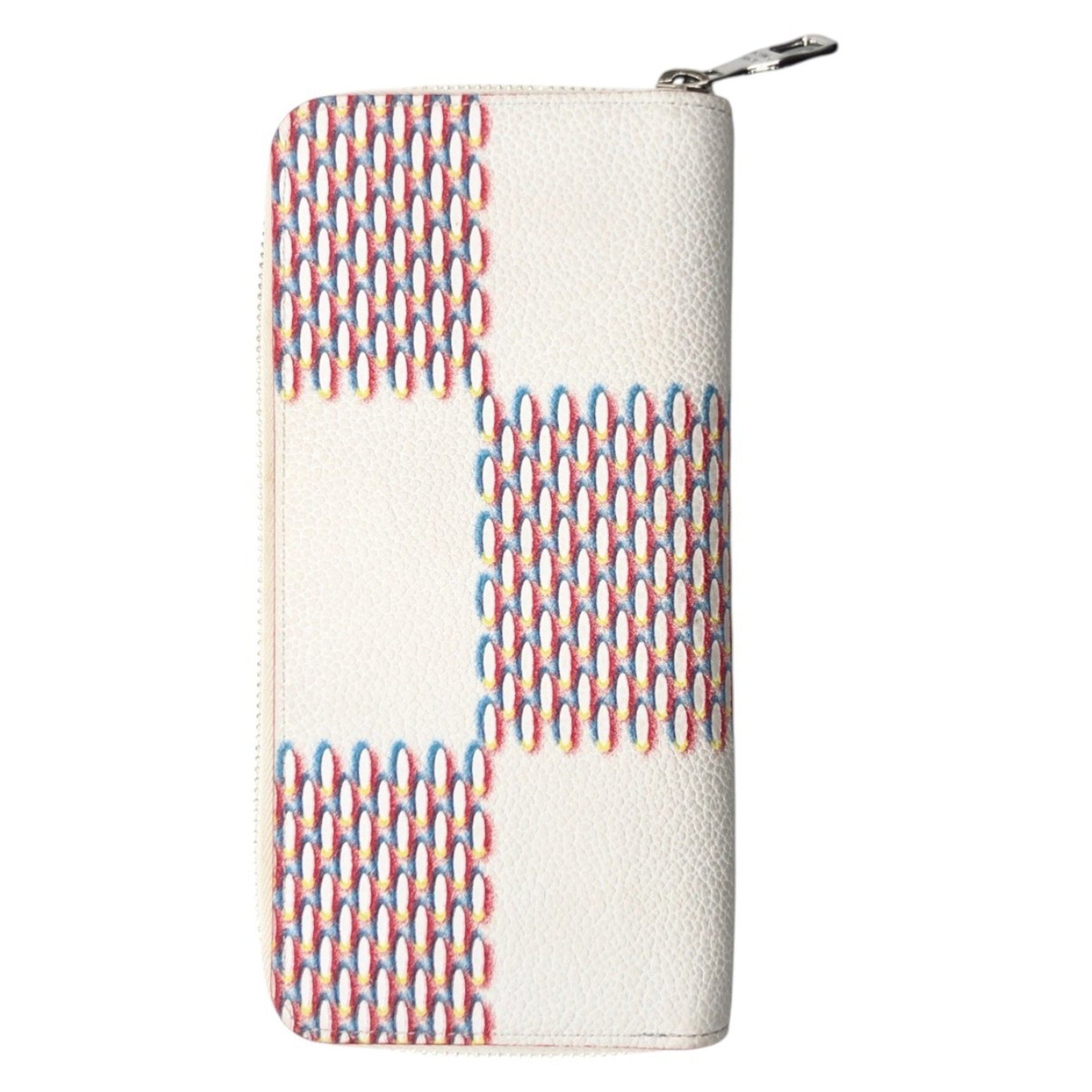 LOUIS VUITTON Damier Spray Zippy Wallet Vertical White Multicolor Leather M81403 Long