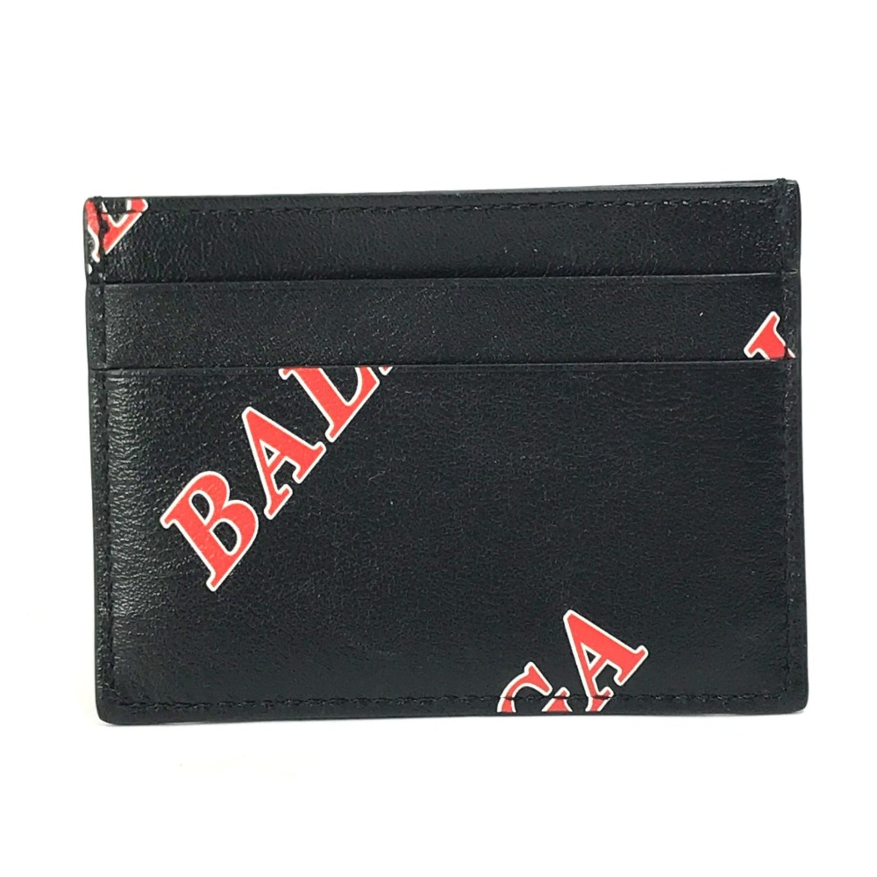 Balenciaga Logo print name card holder Card Case Black