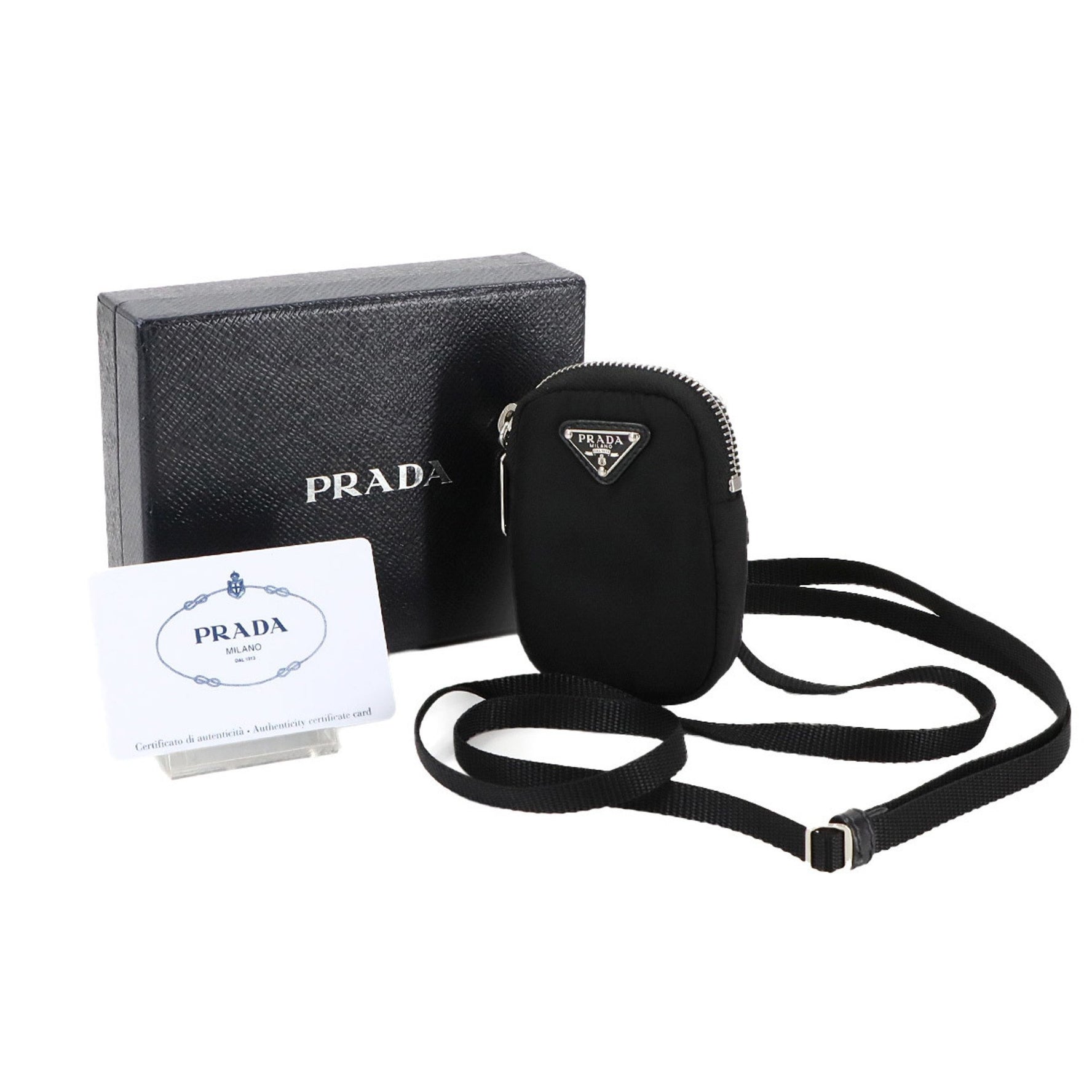 PRADA mini shoulder bag pouch nylon silver hardware