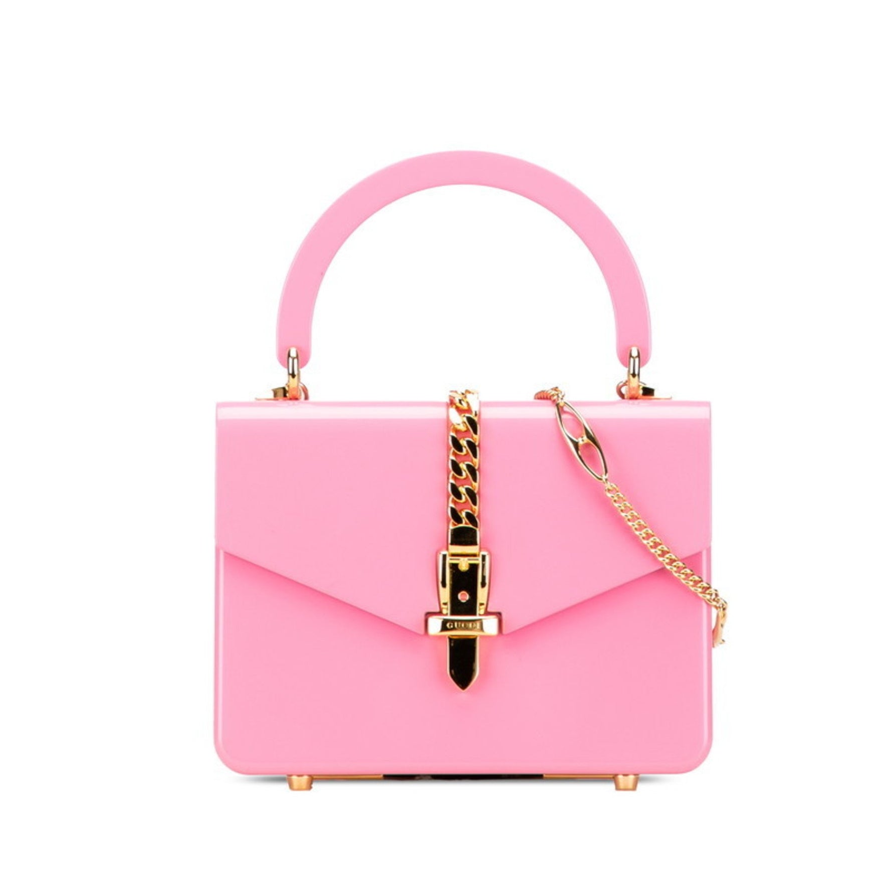 Gucci Sylvie 1969 Handbag Chain Shoulder Bag Gold Plastic