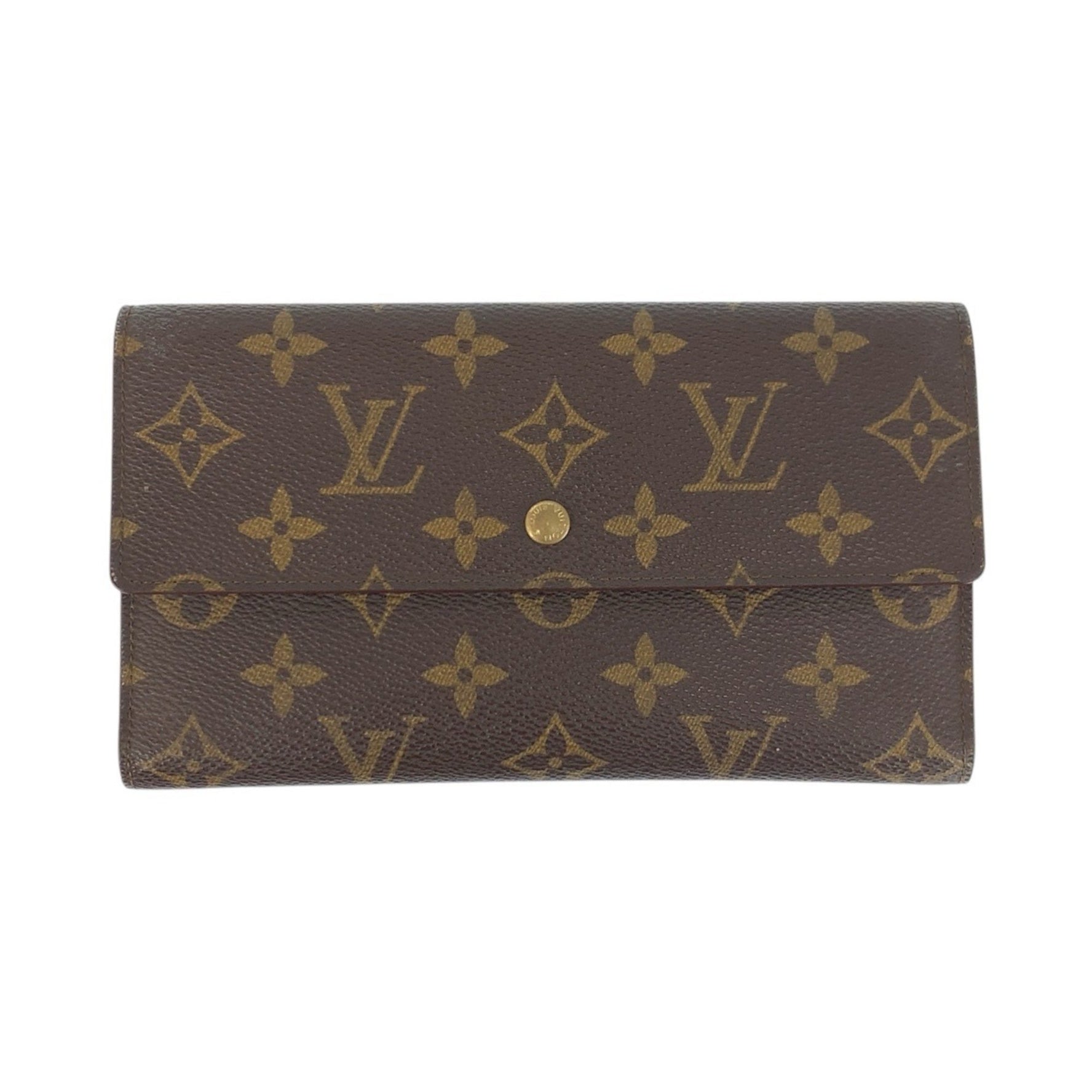 LOUIS VUITTON Monogram Porte Tresor International Brown Long Wallet with Gold Hardware, M61215