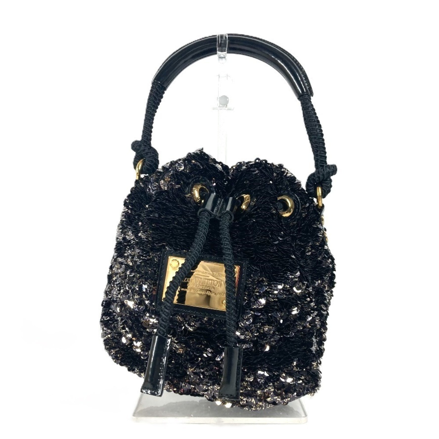 Louis Vuitton Mini No Erococo Shoulder Handbag Bag Sequin Leather Noir Black