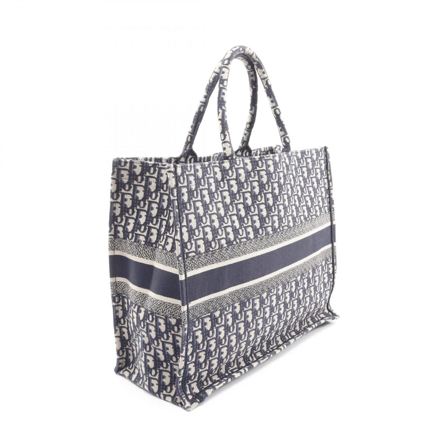 Christian Dior Dior BOOK TOTE Large Oblique Canvas Tote Bag Navy/Blue/Ivory