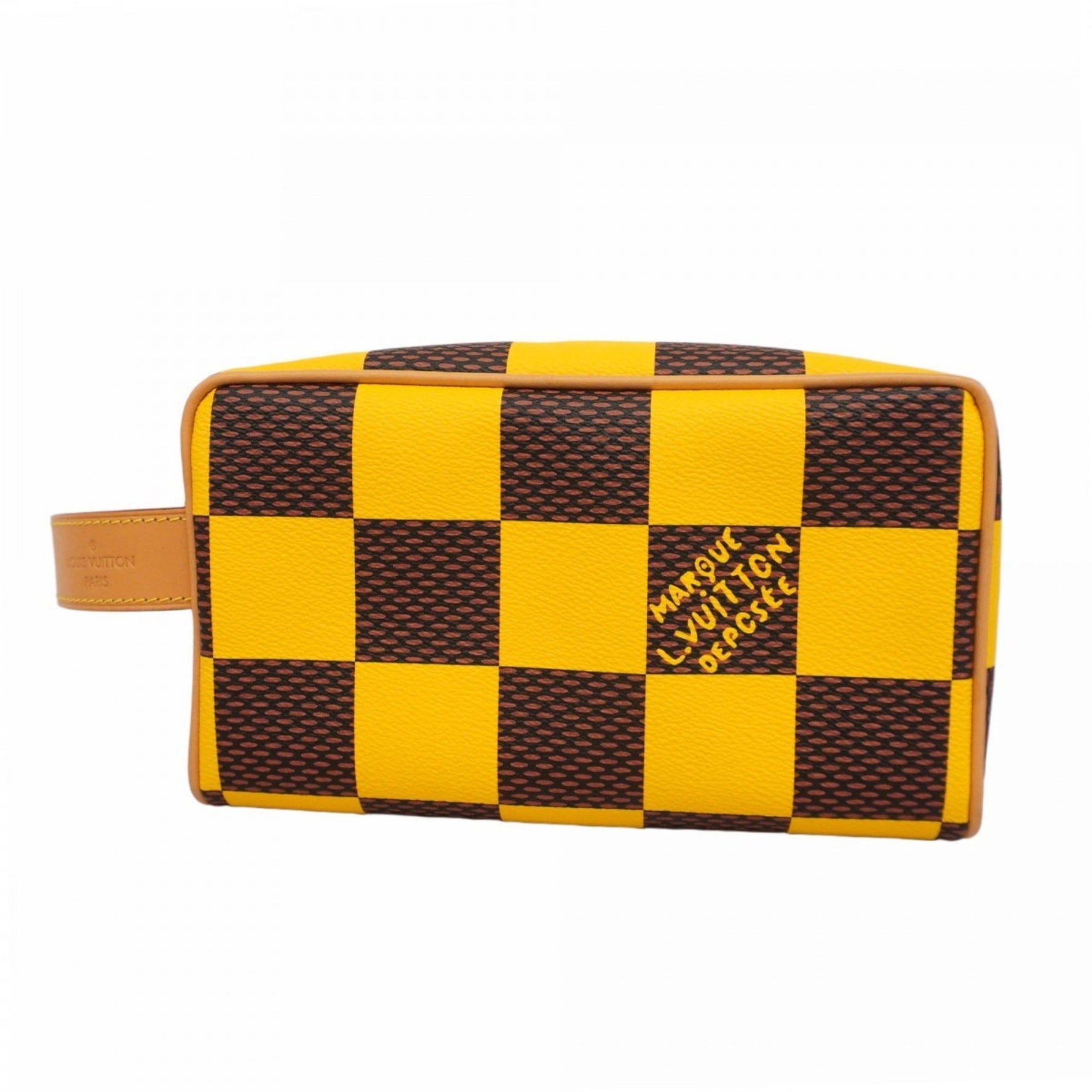 Louis Vuitton Damier Pop Locker Dopp Kit N40567 Handbag, Brown, Matte Jaune, Men's