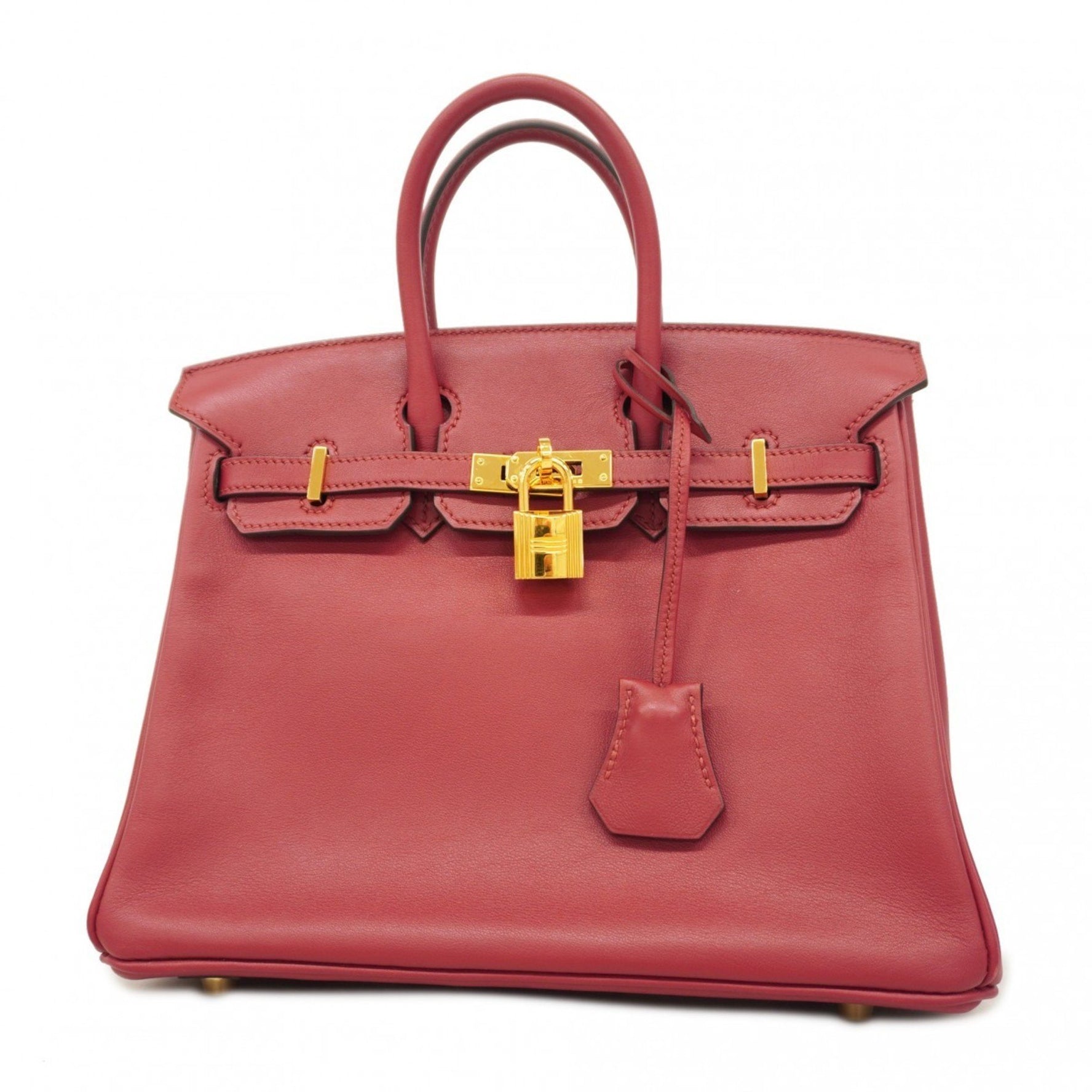 Hermes Hermès Birkin 25 Swift Handbag with Rouge Grenat X Stamp for Women