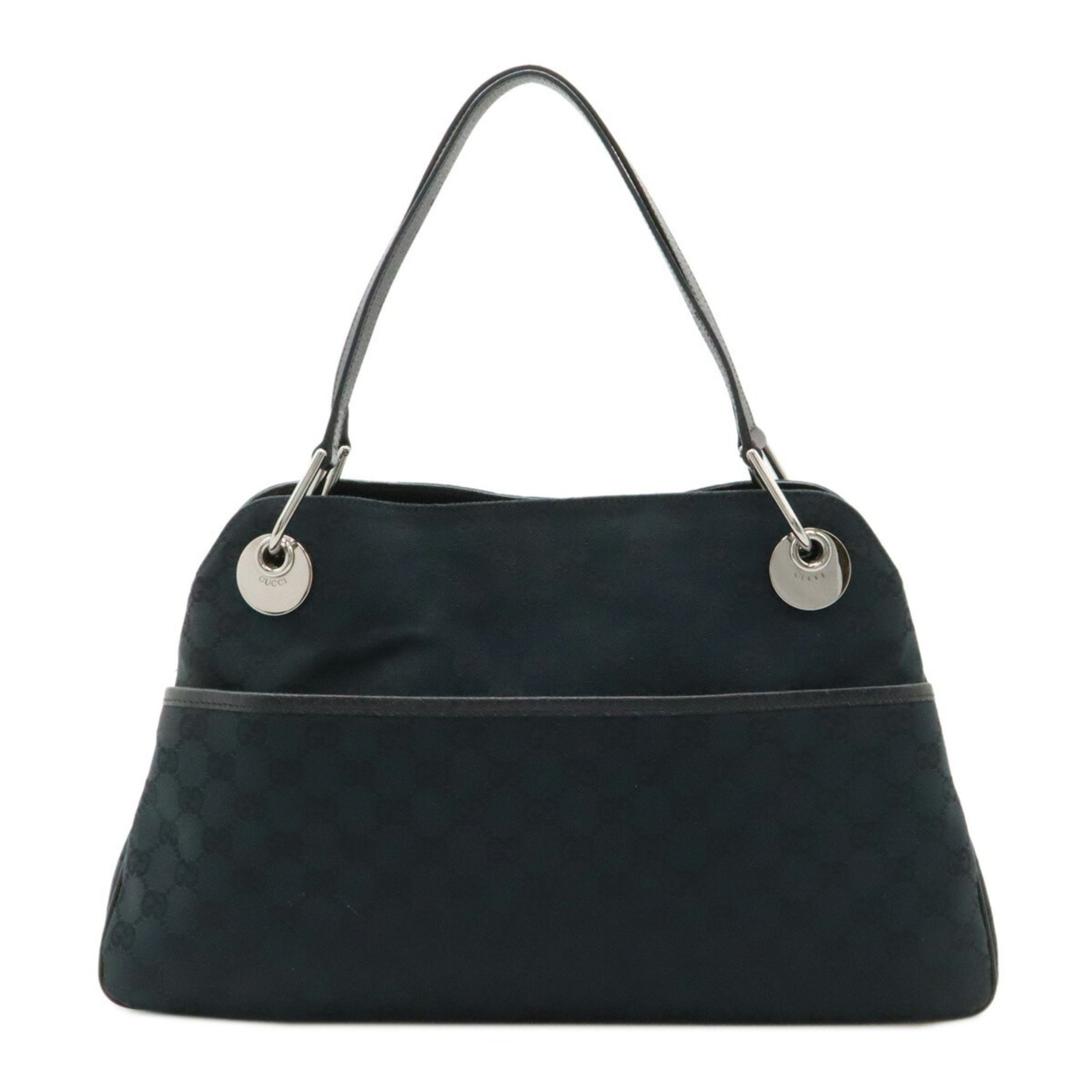 GUCCI Gucci GG Canvas Shoulder Bag Tote Leather Black