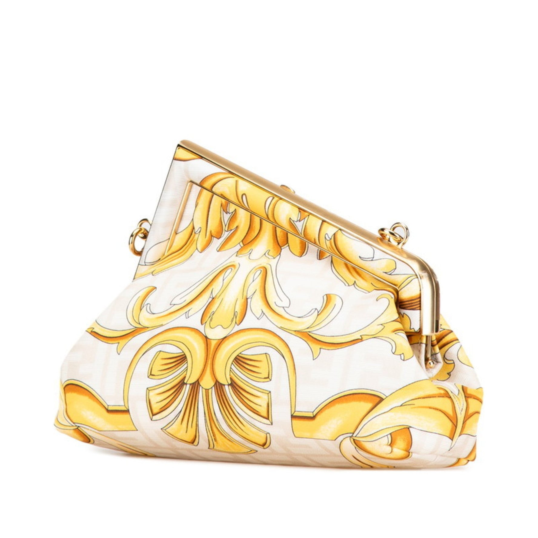 Fendi x Versace Fendace First Medium Crossbody Shoulder Bag White and Yellow Leather