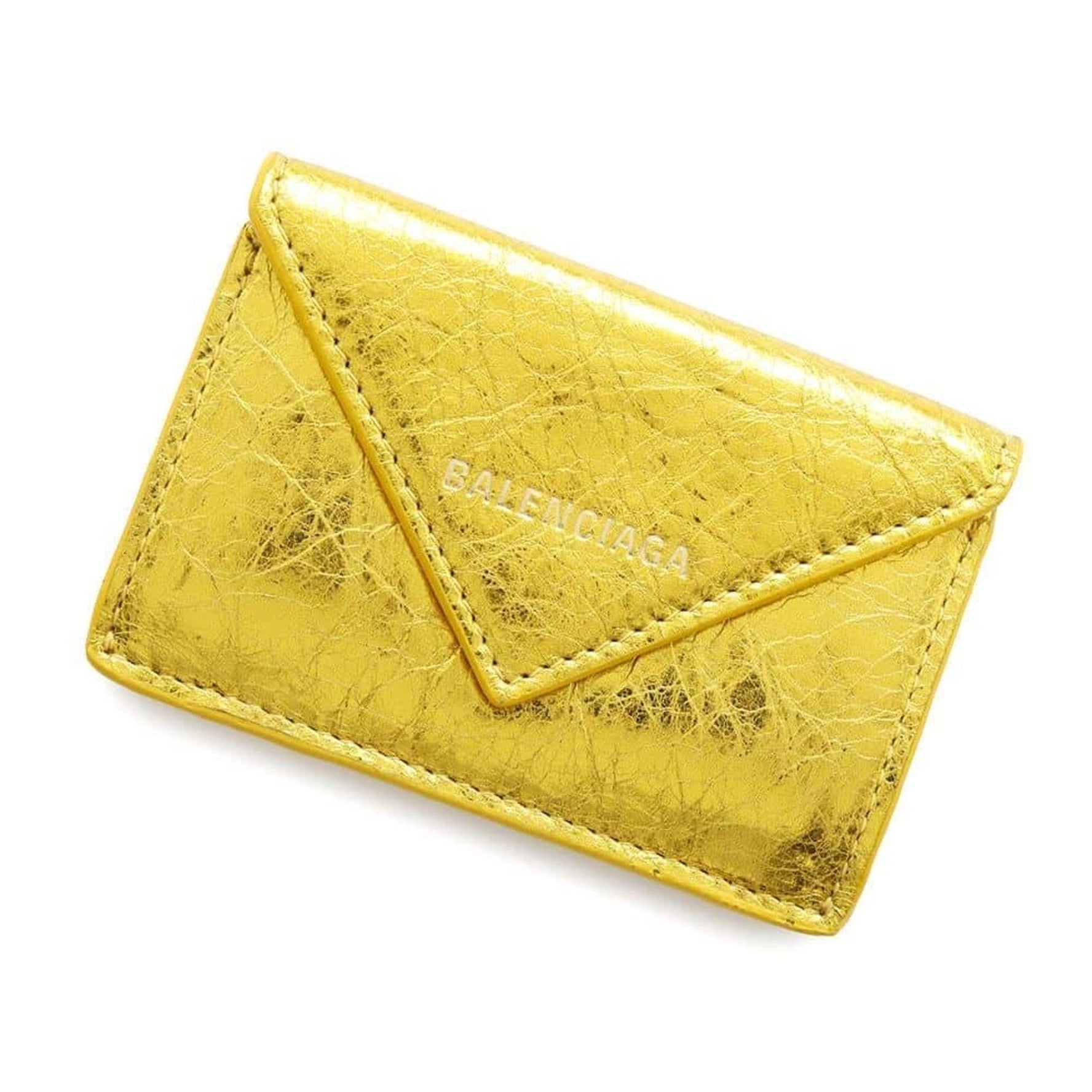 Balenciaga Tri-fold Paper Mini Wallet BALENCIAGA Gold
