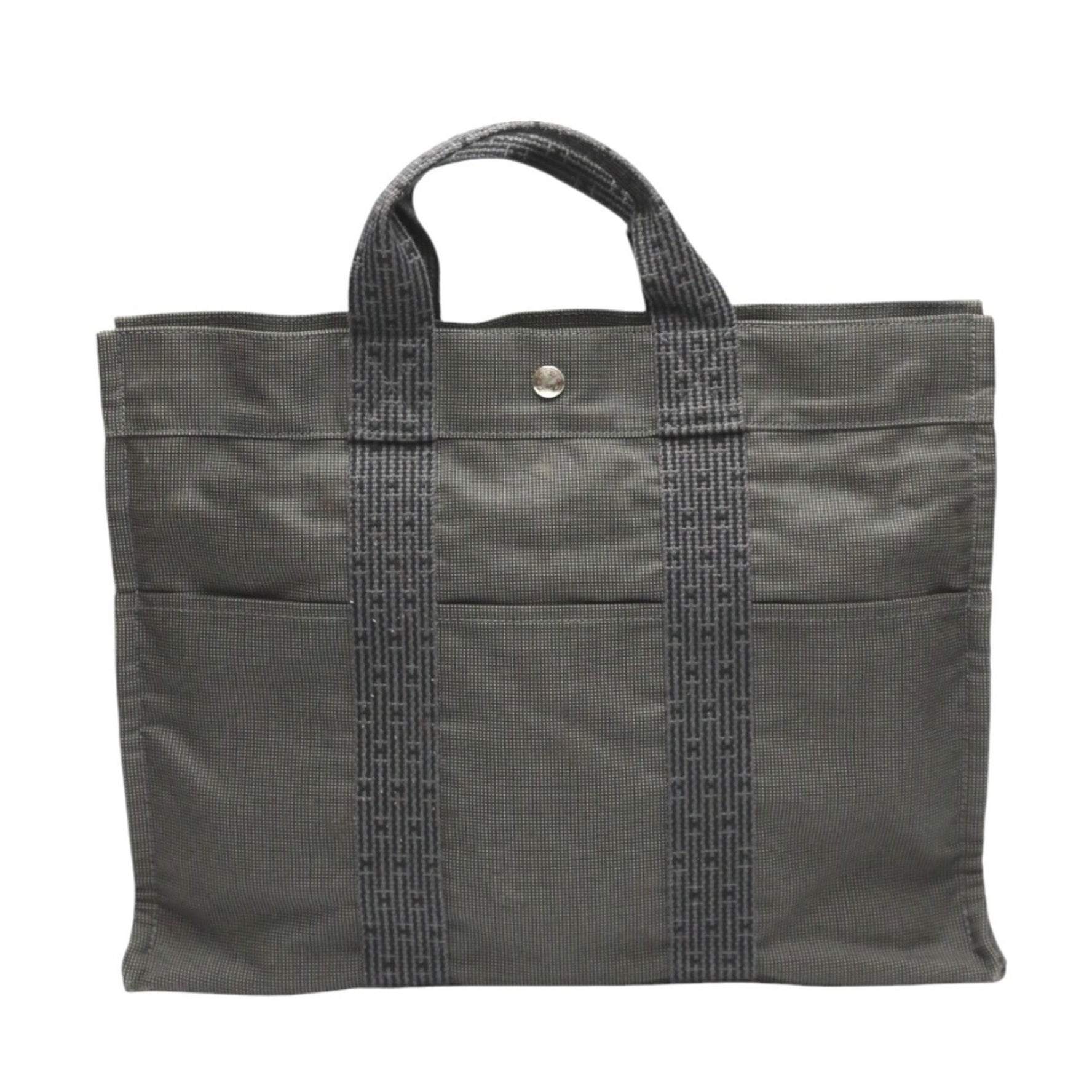 Hermes Tote Bag MM Air Line Canvas Grey