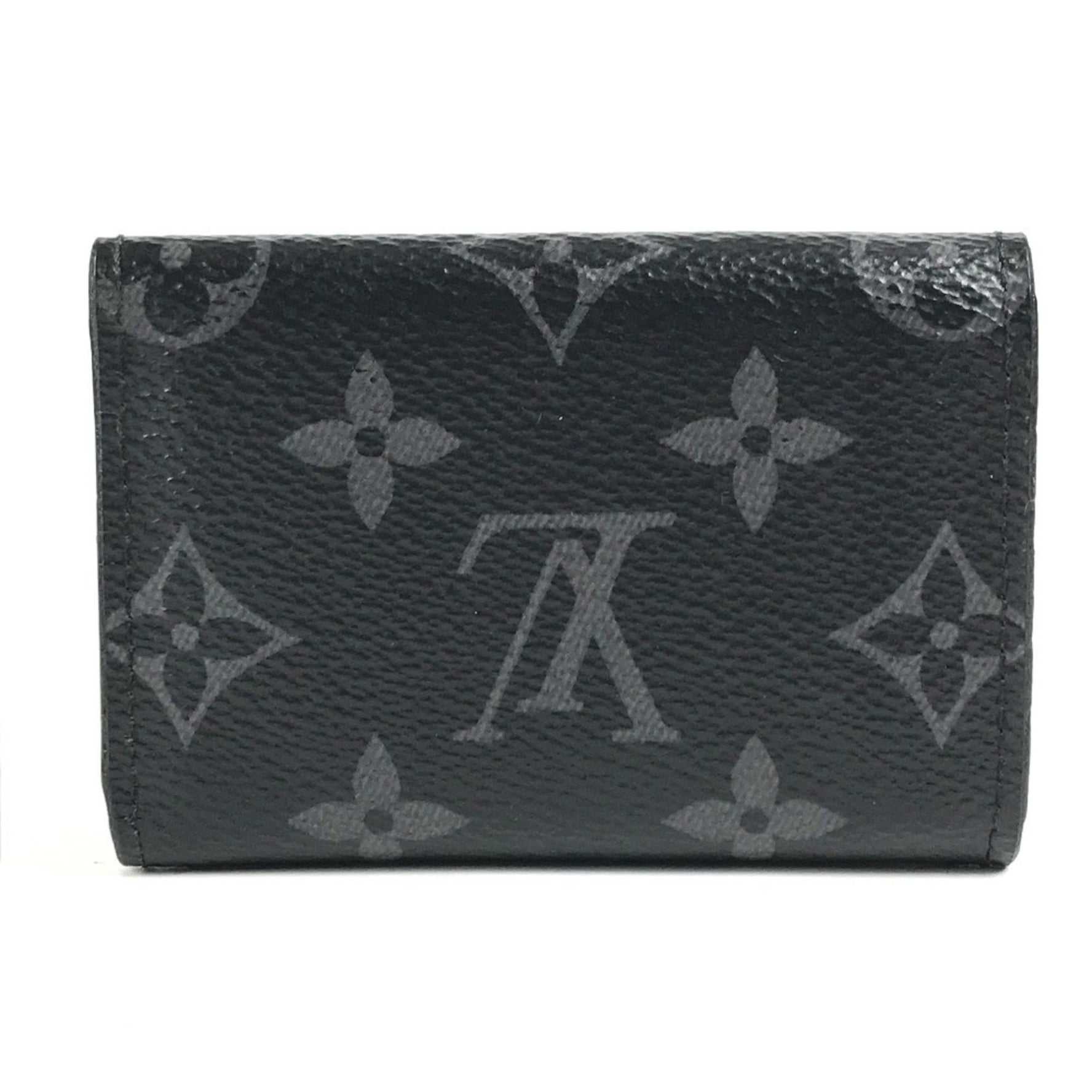 LOUIS VUITTON M67630 Monogram Eclipse Discovery Compact Trifold Wallet in Canvas, Men's, Black