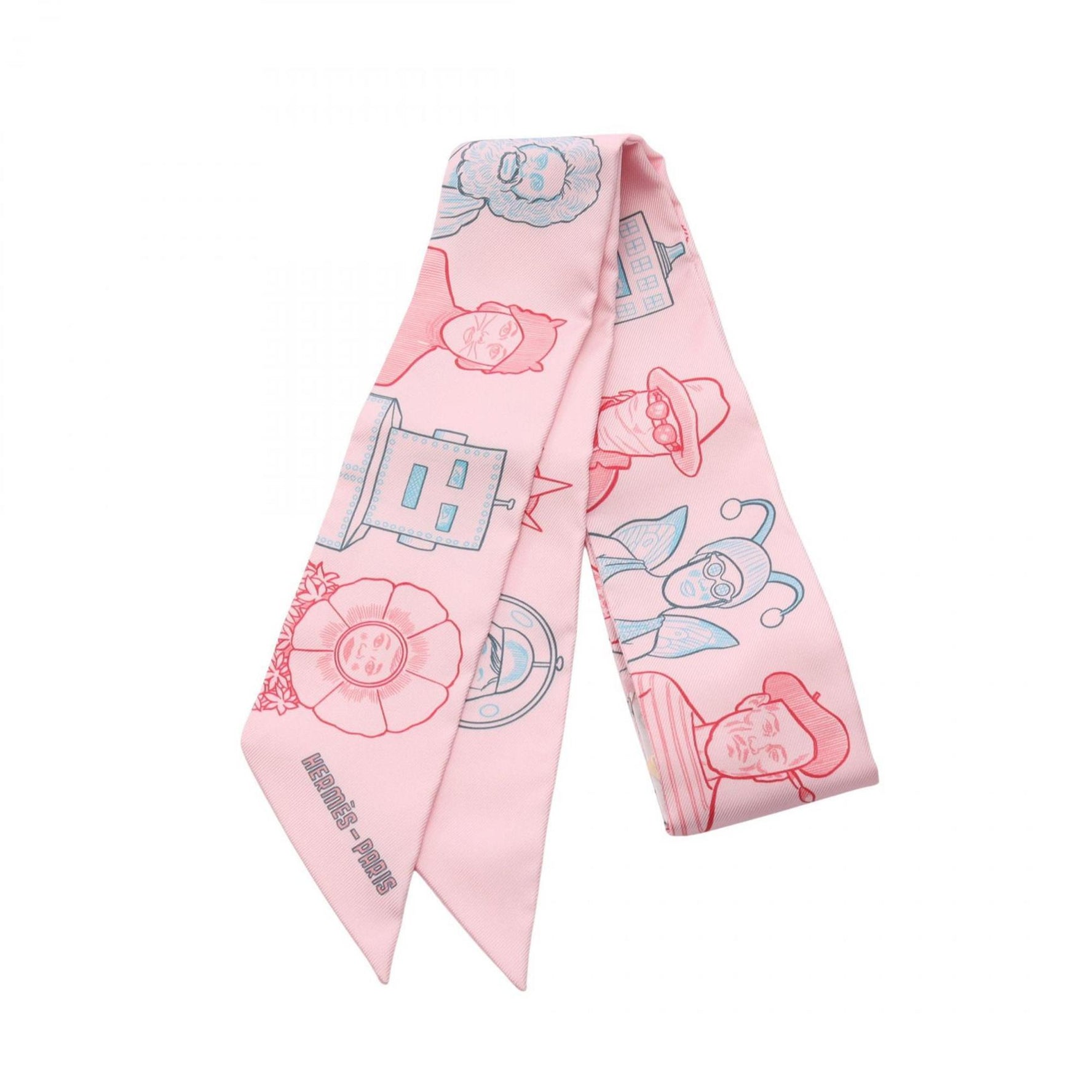 Hermes Twilly Dress Code Scarf Silk Pink Multicolor