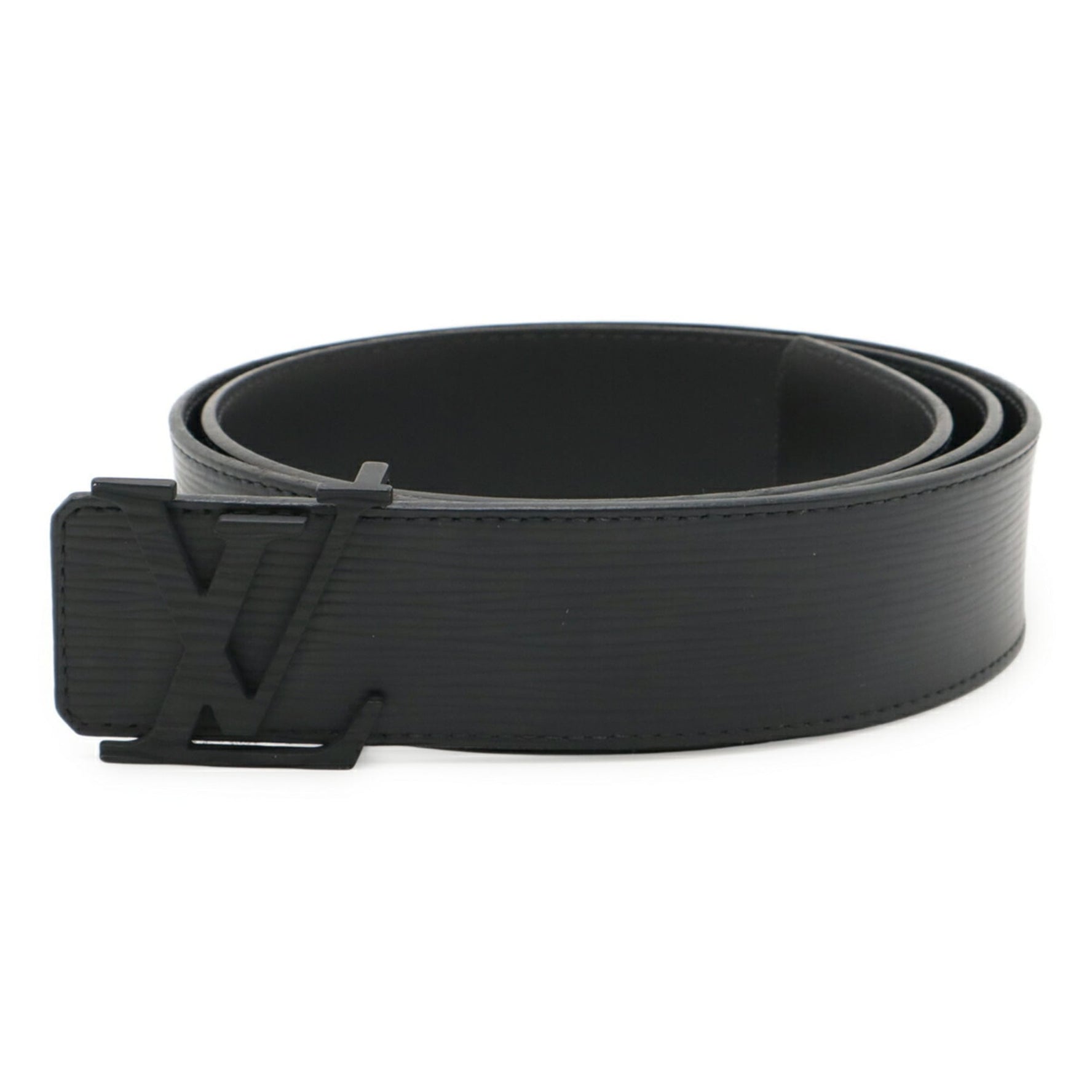 LOUIS VUITTON Epi Leather Centurion LV Initial Belt in Black, Noir, #95