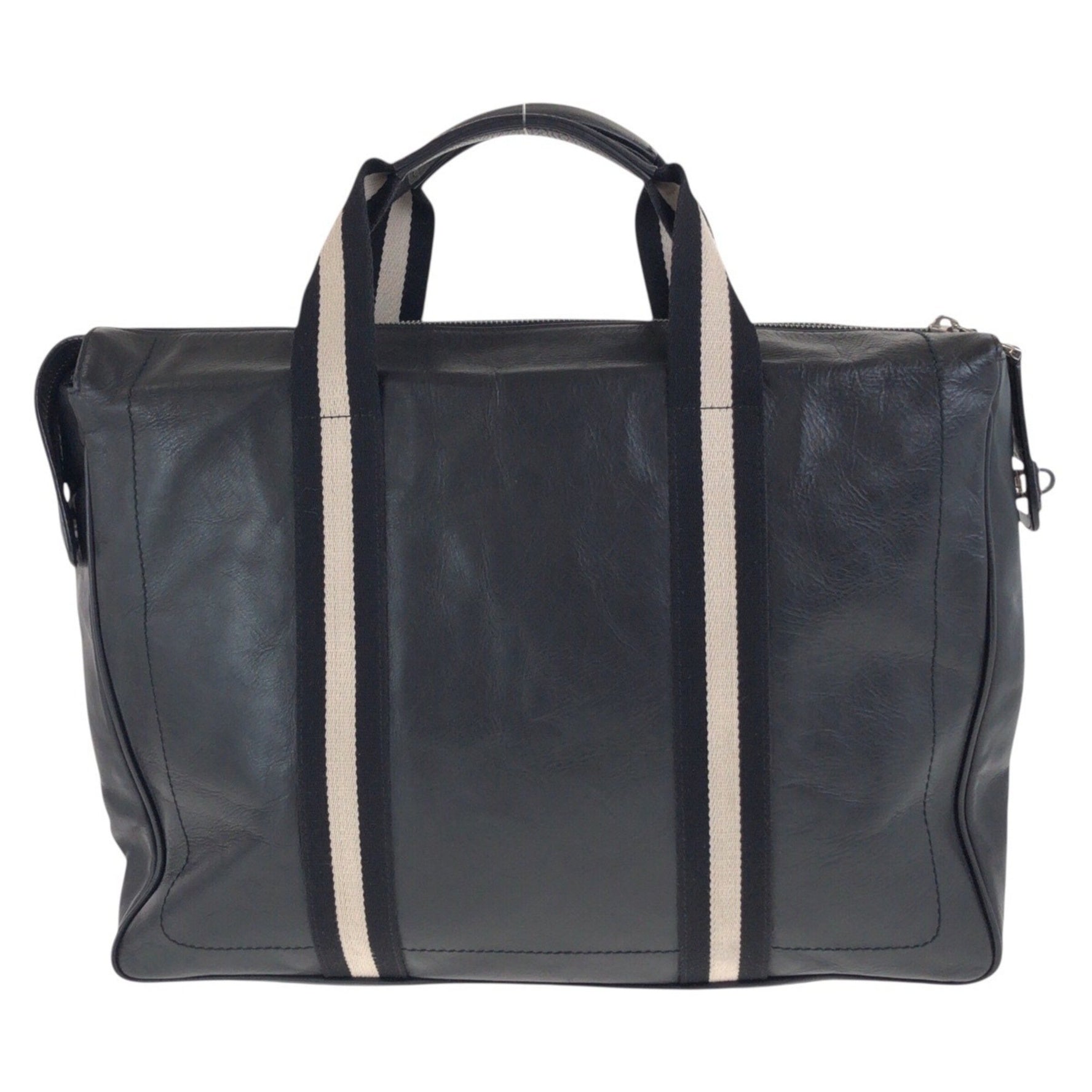 BALLY Trainspotting Black/White with Silver Hardware, Leather and Canvas Business Bag/Briefcase