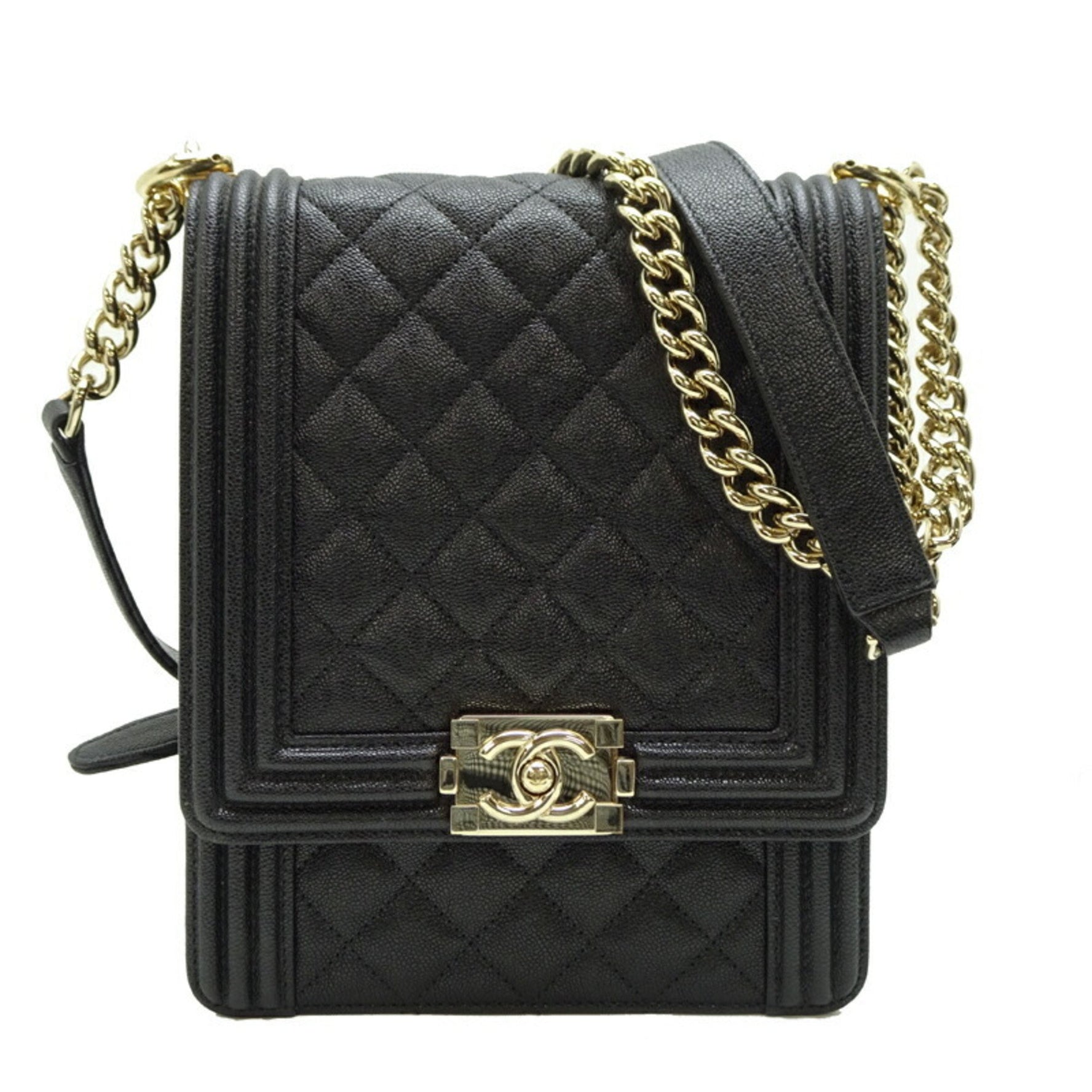 Chanel Boy Women's Shoulder Bag AS0130 Caviar Skin Black