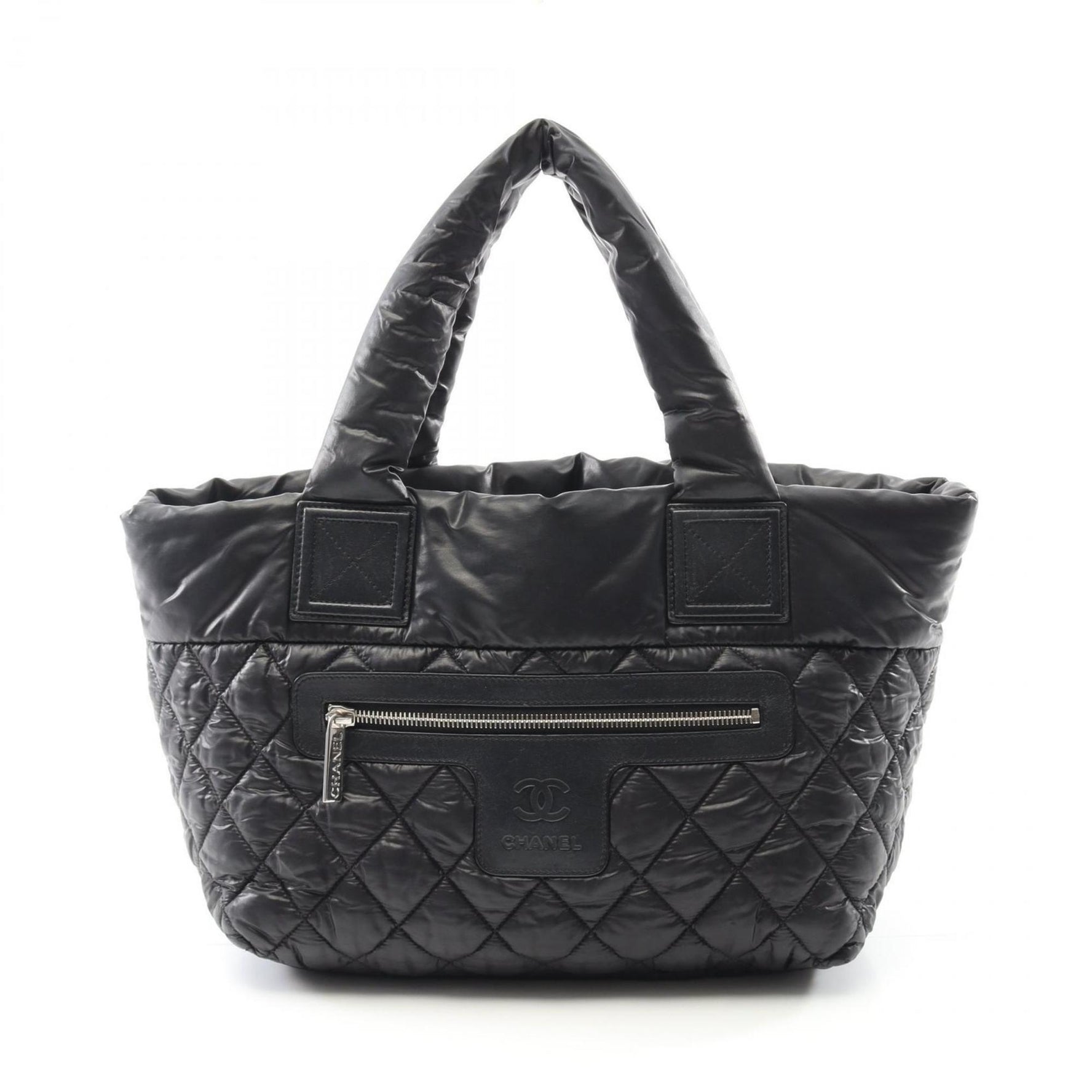 CHANEL Coco Cocoon Small Tote Bag Nylon Black Bordeaux 8610