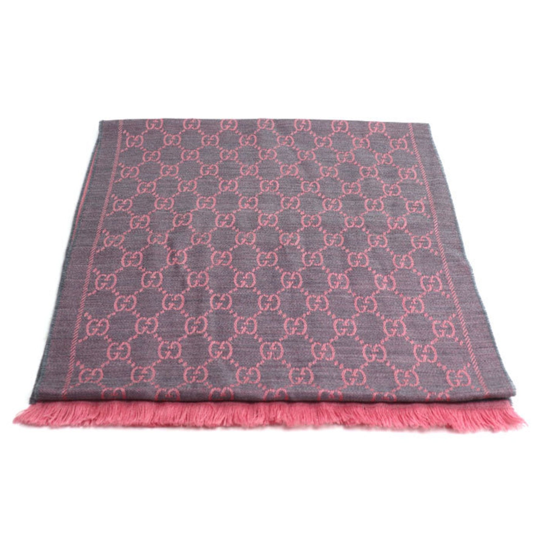 GUCCI GG Scarf, Gray and Pink, 3G200 1272, Women's Muffler, Stole