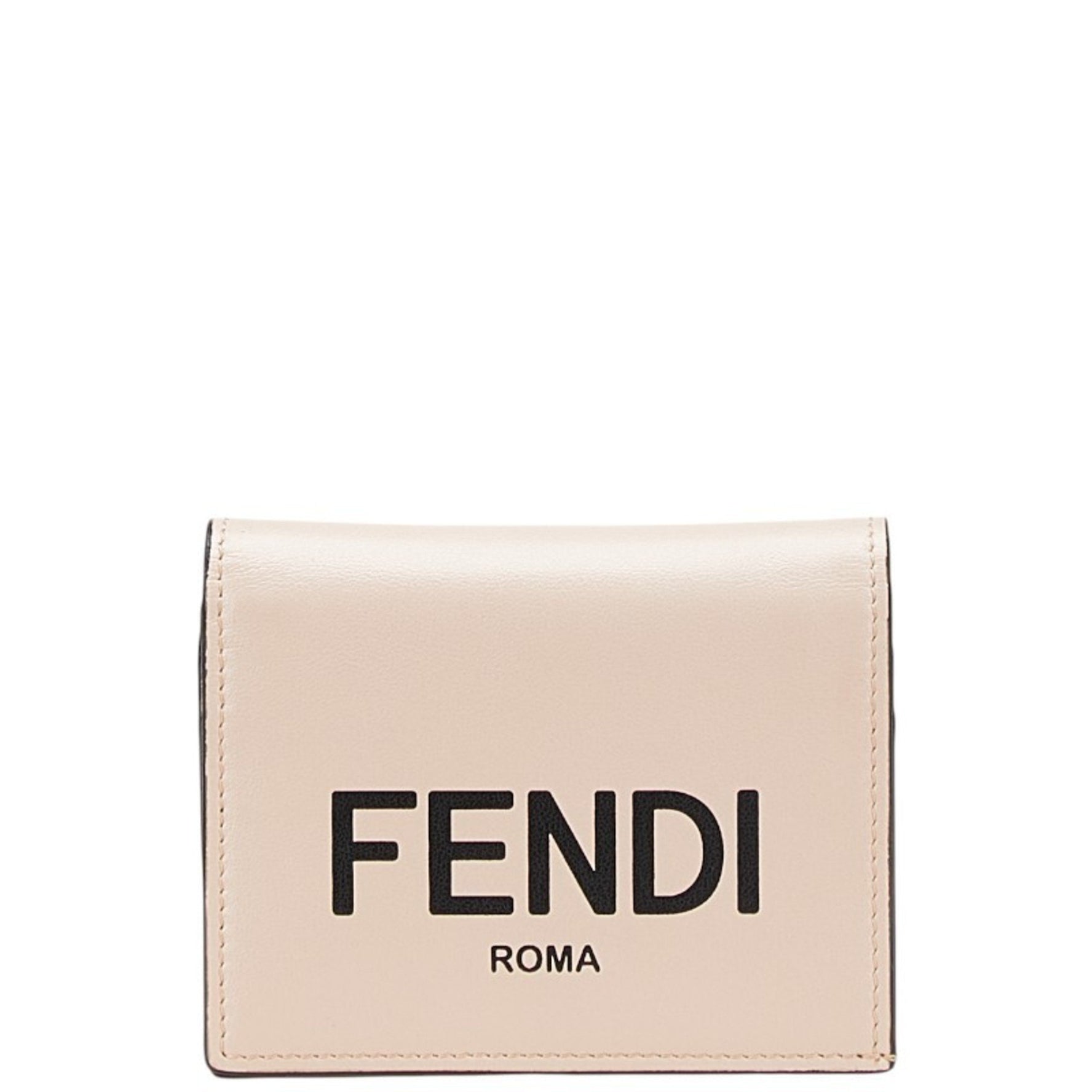 Fendi Logo Bifold Wallet Pink Black Leather