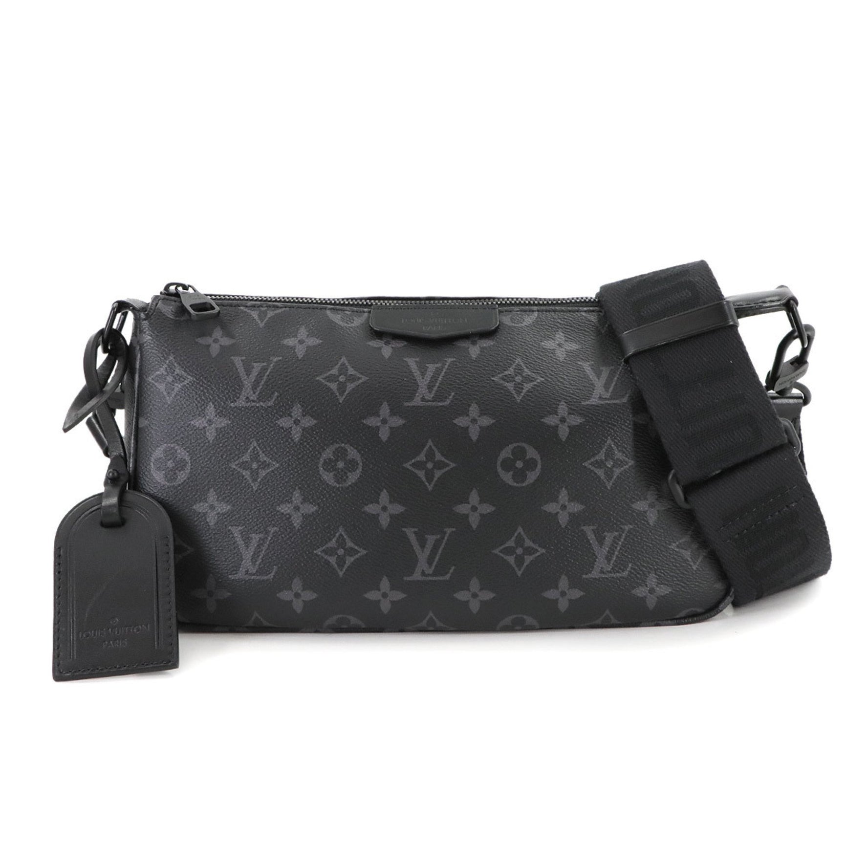 Louis Vuitton Monogram Eclipse Pochette Accessoire XL Shoulder Bag in Black with RFID