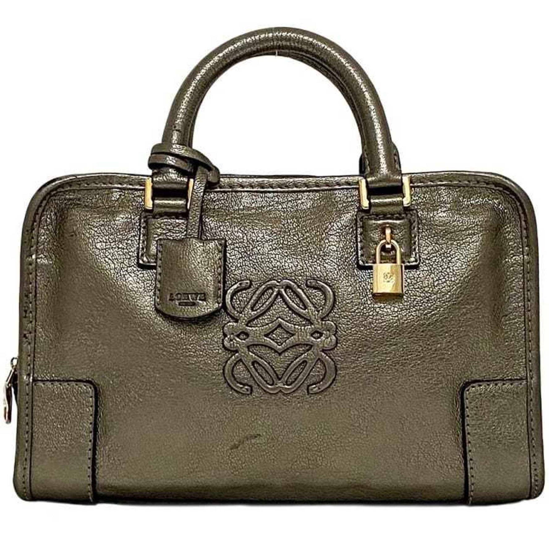 LOEWE Handbag Amazona 23 f-22445 Gold Anagram Leather Tote Bag Key Women Men
