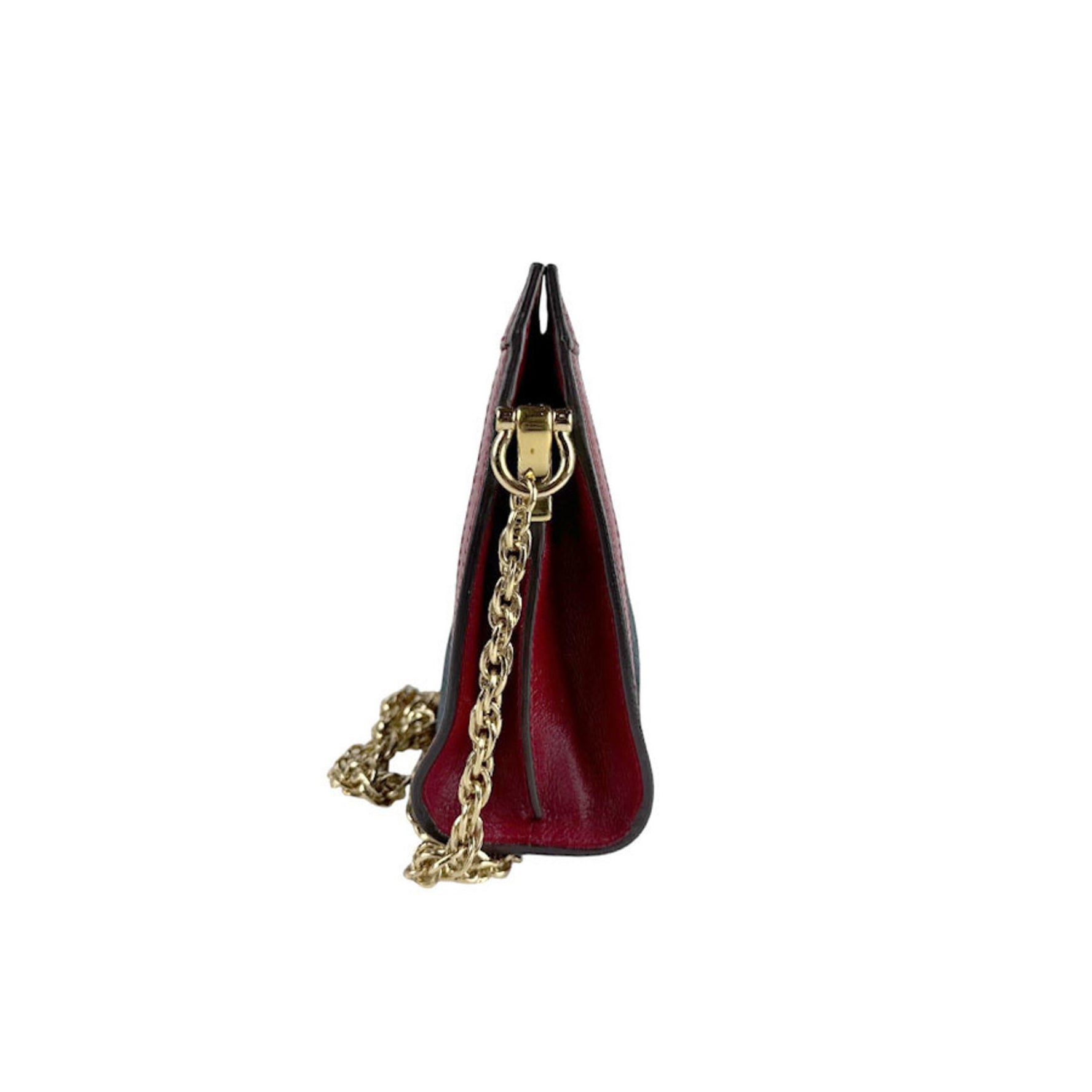 Gucci Ophidia Shoulder Bag in Suede and Leather, Navy, Dark Red, Gold