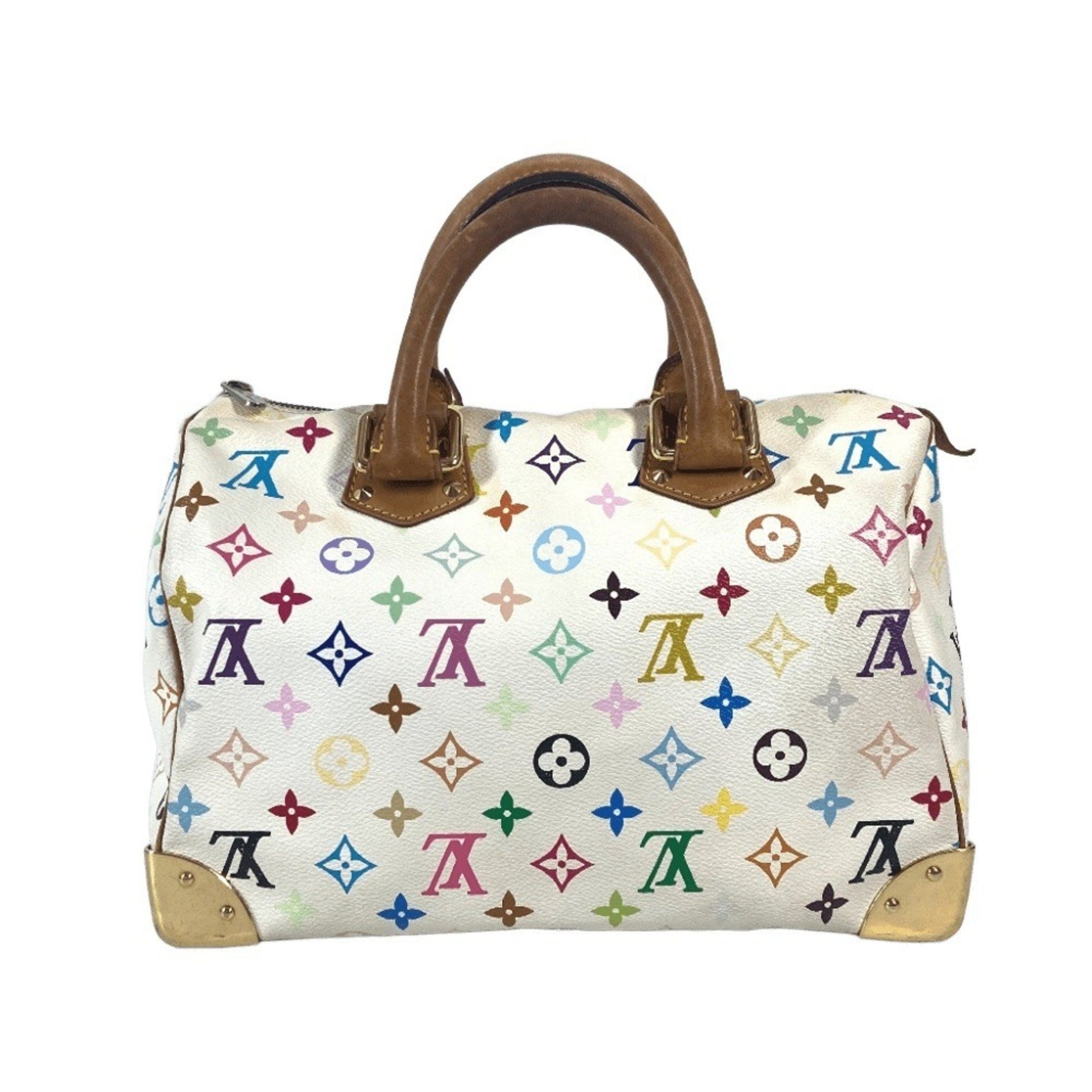 LOUIS VUITTON Monogram Multicolor Speedy 30 Mini Boston Bag, Handbag, Canvas, Women's, Blanc White