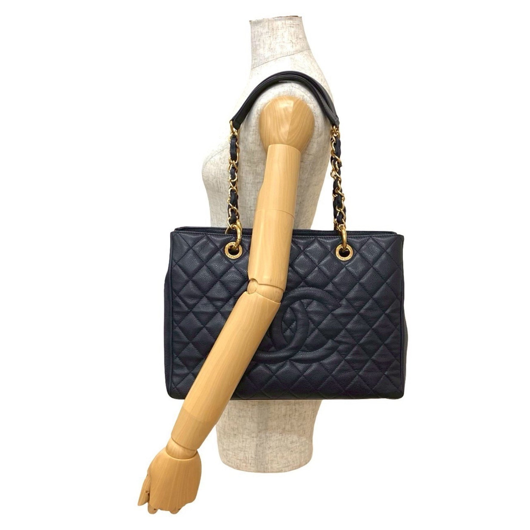 CHANEL GST Coco Mark Caviar Skin Tote Bag/Semi Shoulder Bag