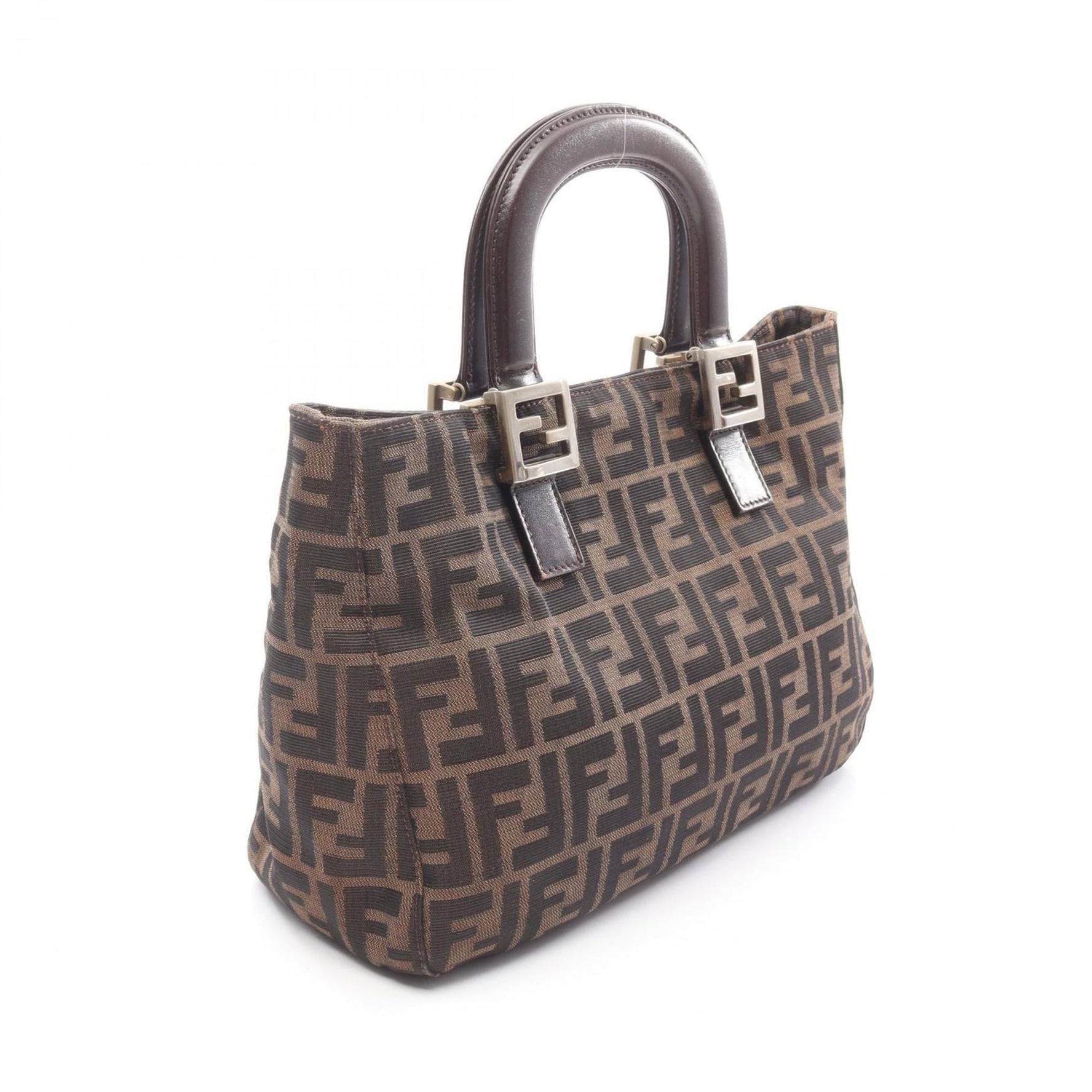 Fendi Zucca handbag, canvas and leather, brown black