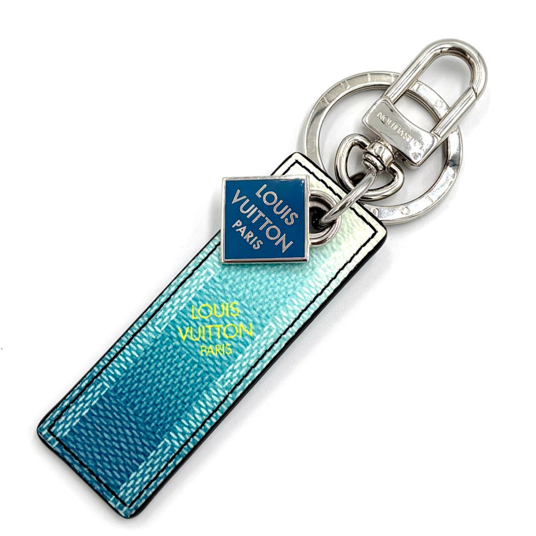 Louis Vuitton Porte-Cle Damier Stripes Keychain Metal Key Ring Bag Charm Men's
