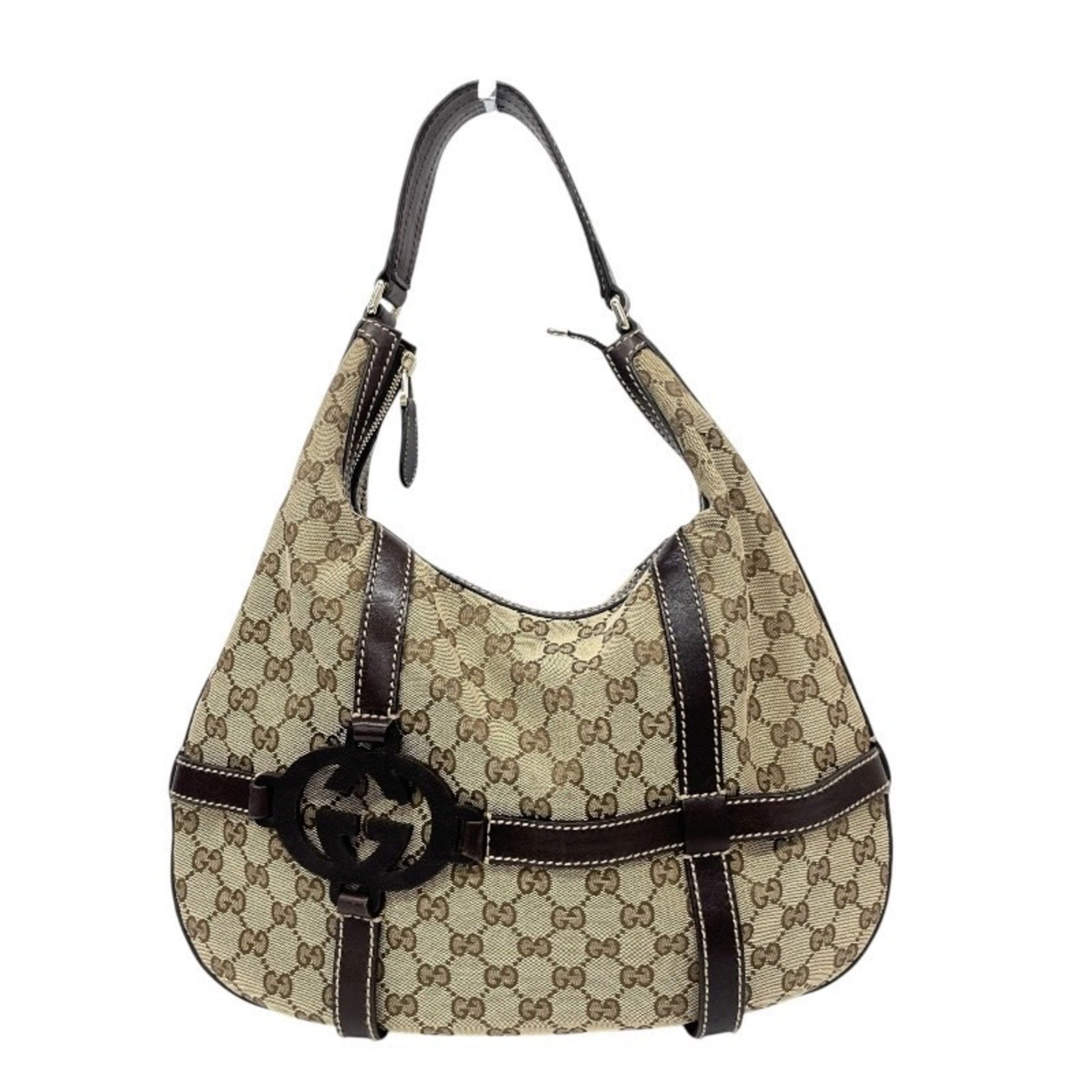 GUCCI One-Shoulder Bag 181500, GG Canvas, Women's Leather, Semi-Shoulder, Beige