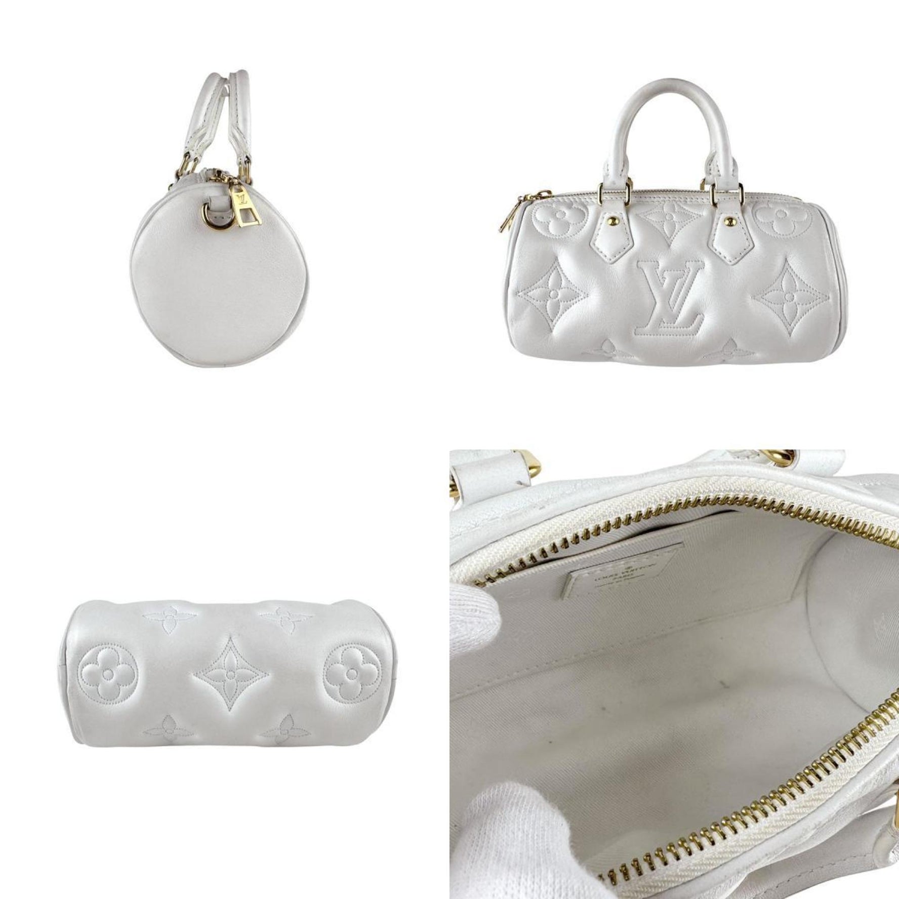 Louis Vuitton Bubblegram Papillon BB Leather Snow Handbag Shoulder Bag Women's M59827 z6544