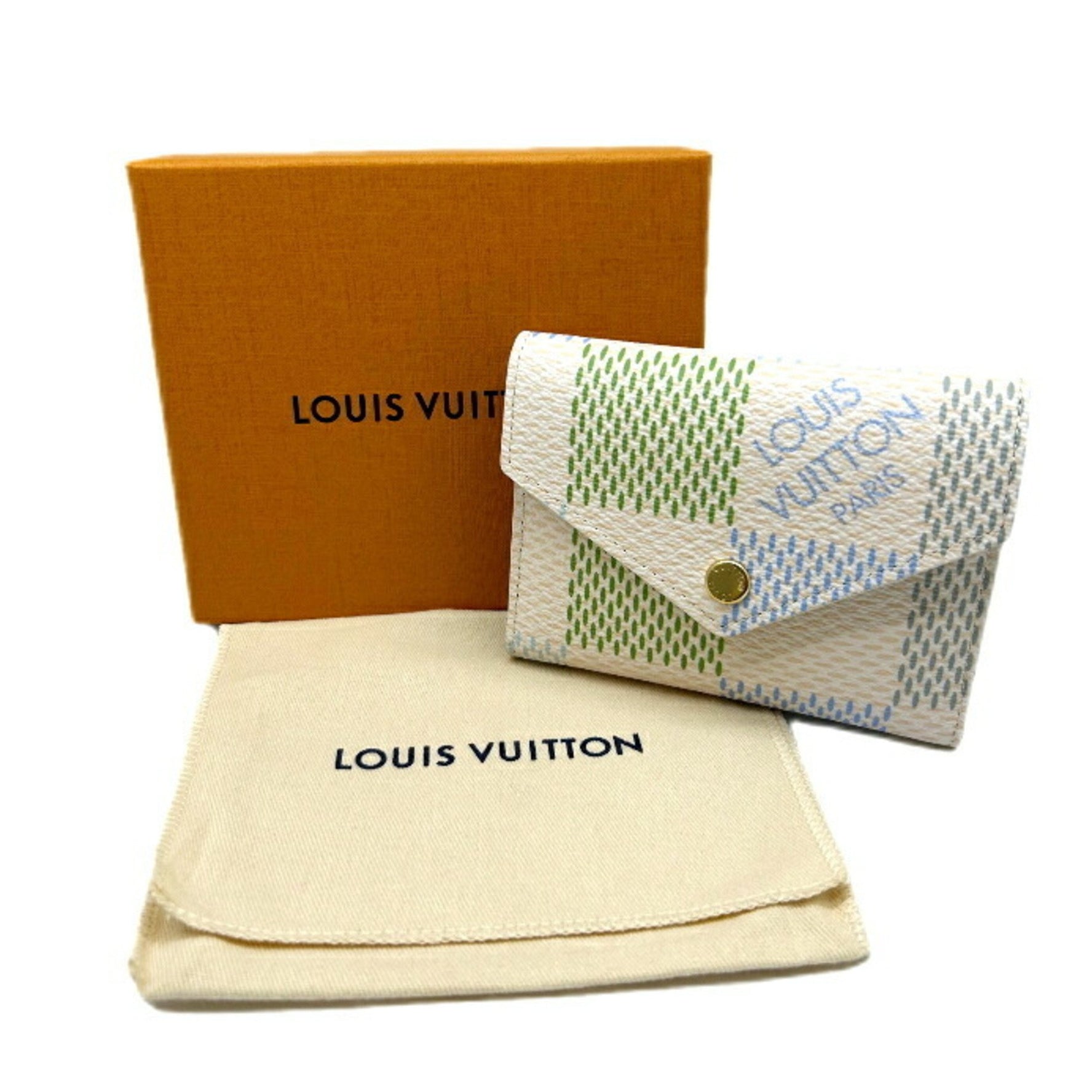 Louis Vuitton Damierious Portefeuille Victorine Pistachio Green N40750 Wallet Women's Tri-fold Accessory