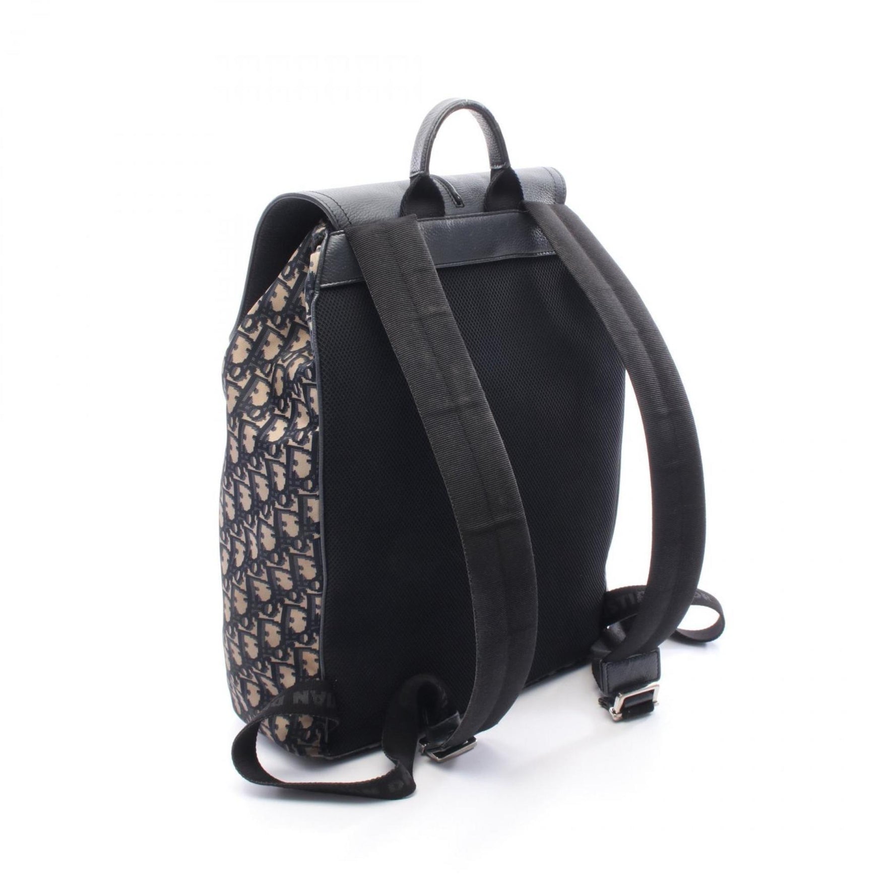 Christian Dior Oblique Backpack, Nylon and Leather, Beige Navy