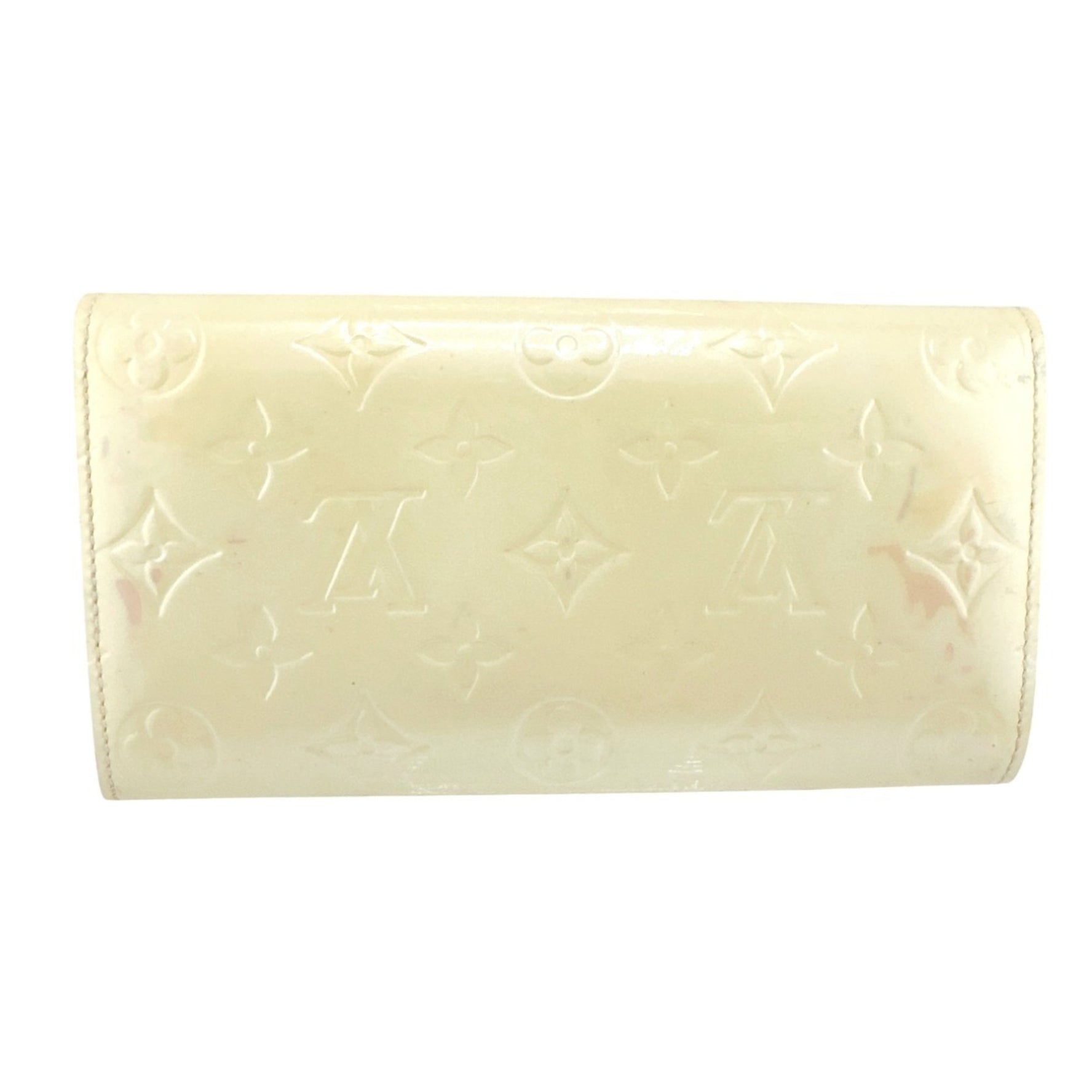 Louis Vuitton Long Wallet Vernis Pochette Porto Monnaie Credit Perle Monogram Cream White LV
