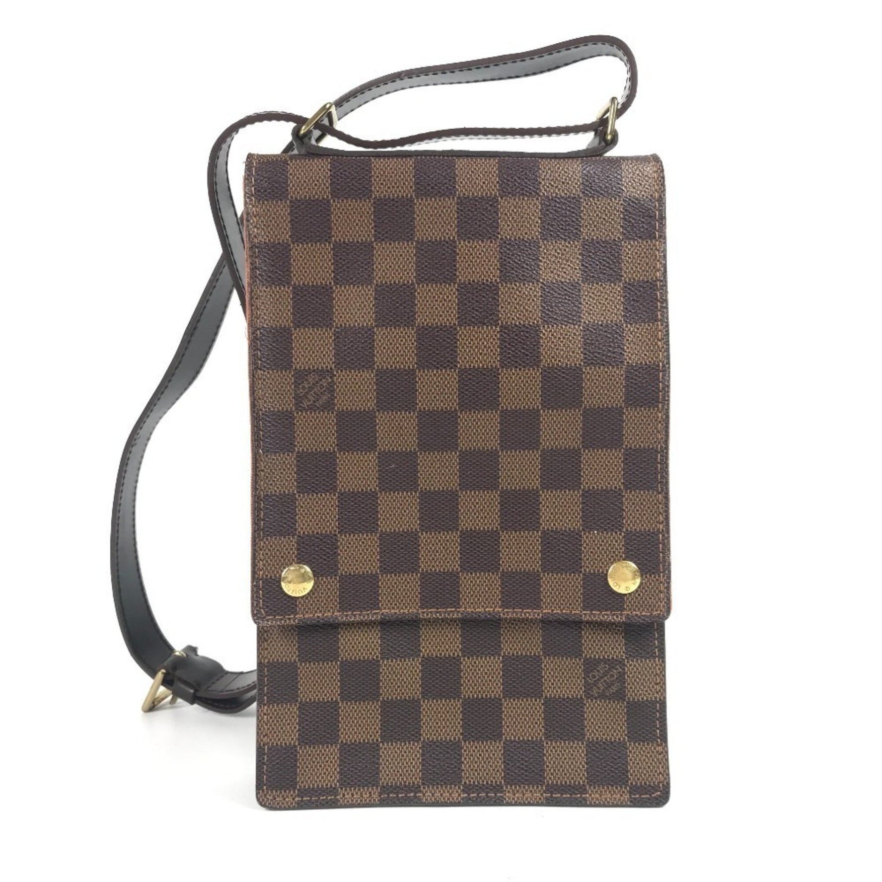 LOUIS VUITTON Damier Portobello Bag, Crossbody Pochette Shoulder Canvas, Ebene Men's/Women's