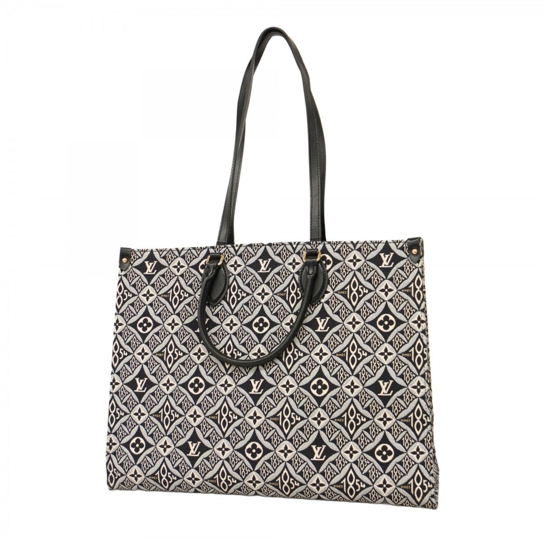 Louis Vuitton Tote Bag Monogram Jacquard Since1854 On the Go GM M57207 Black and White Women's