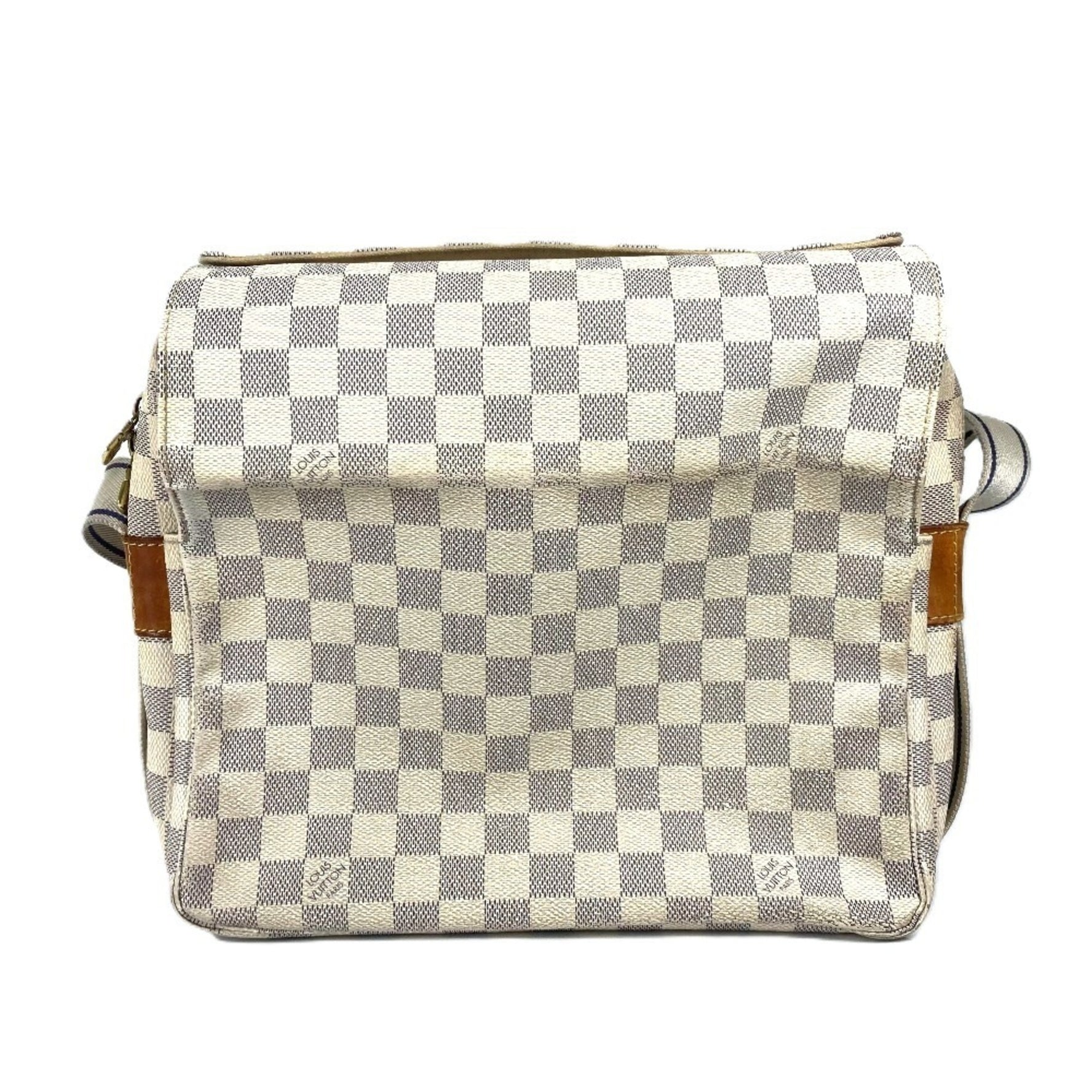 Louis Vuitton Damier Azur Naviglio Bag, Crossbody Shoulder Canvas
