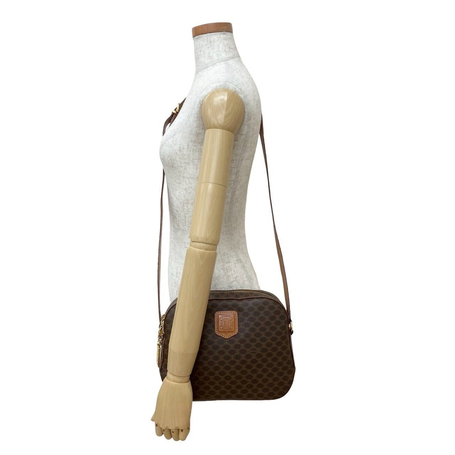CELINE Macadam Blason Triomphe Leather Shoulder Bag/Pochette in