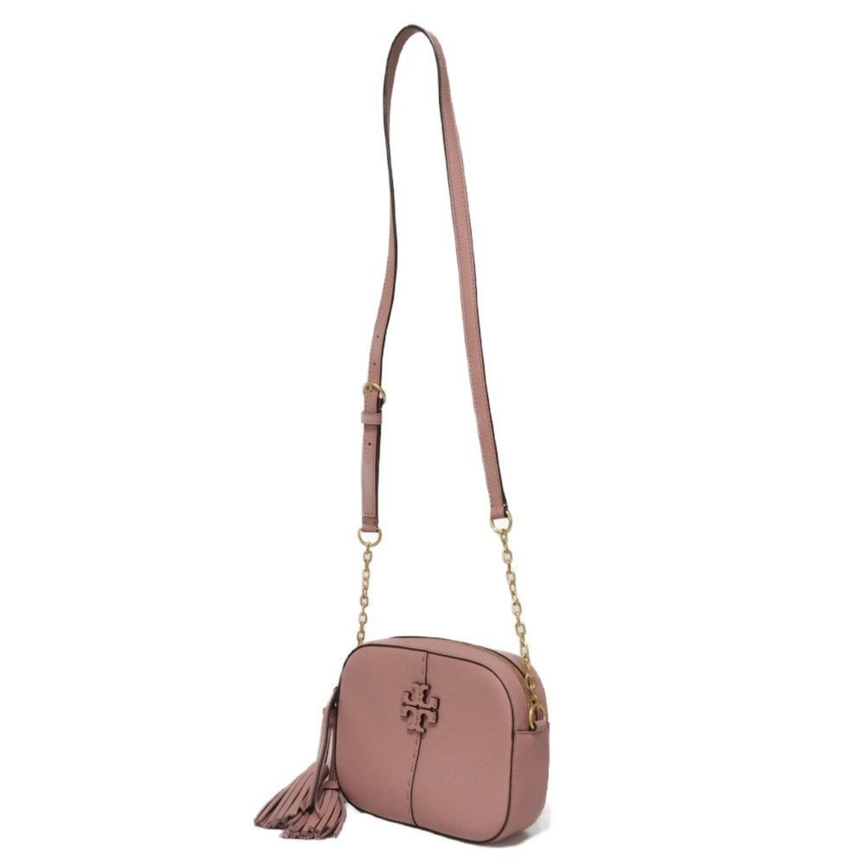 Tory Burch Shoulder Bag McGraw Camera Tassel Chain Double T Stitch