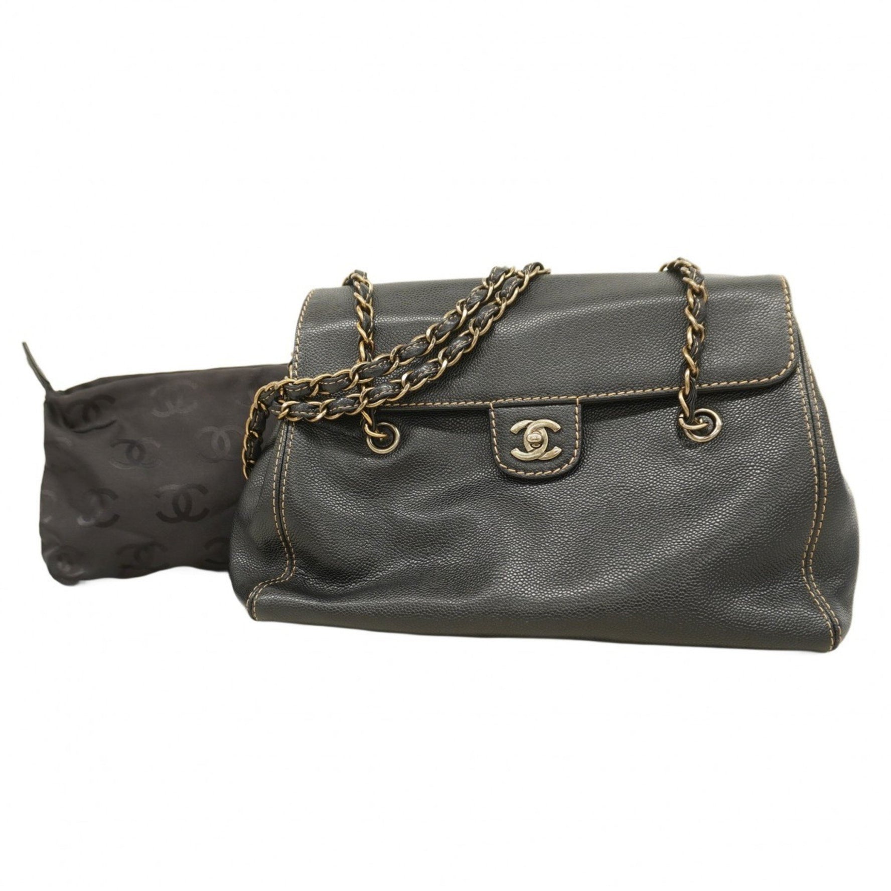 Chanel Shoulder Bag Chain Caviar Skin