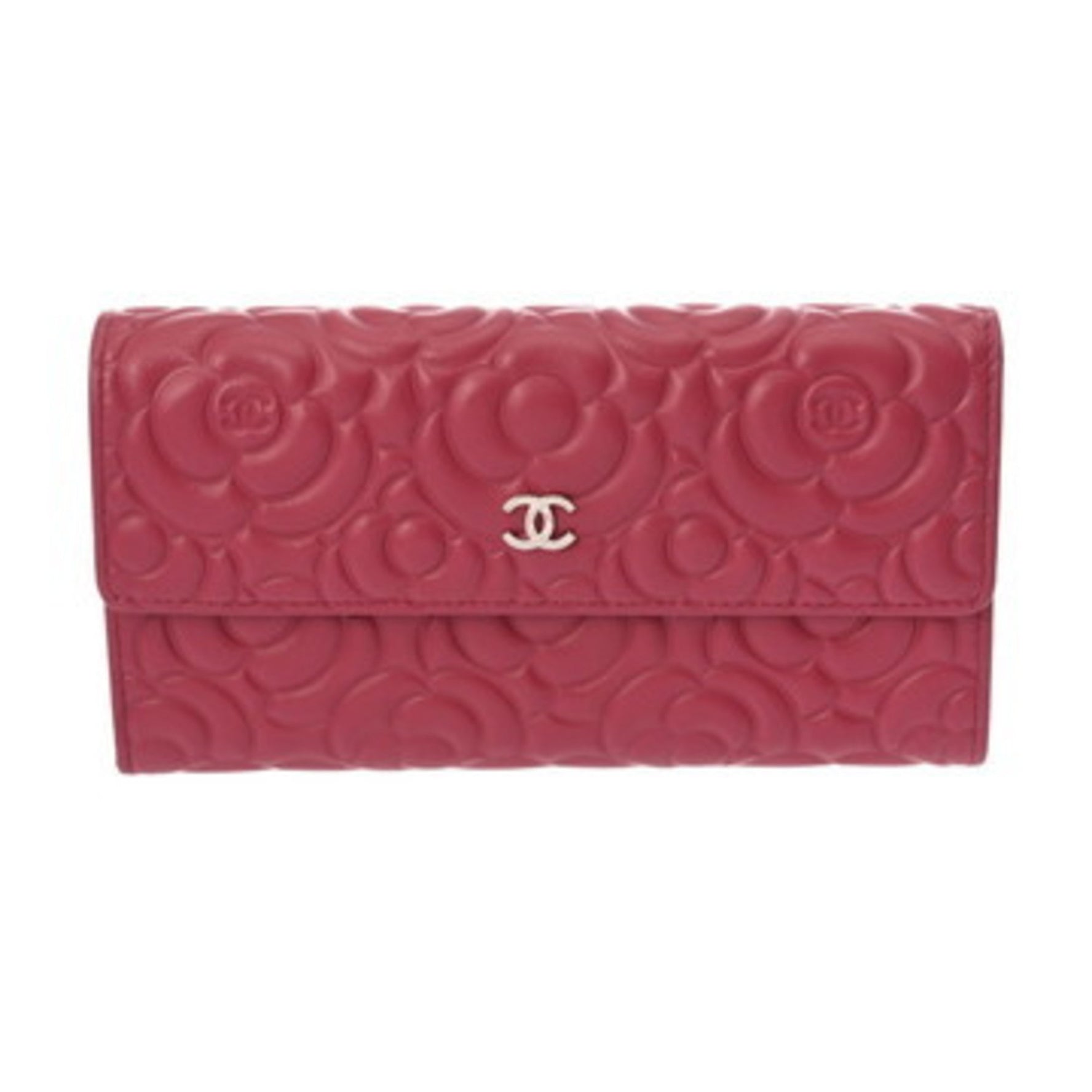 CHANEL Camellia Bifold Wallet, Calfskin, Like New