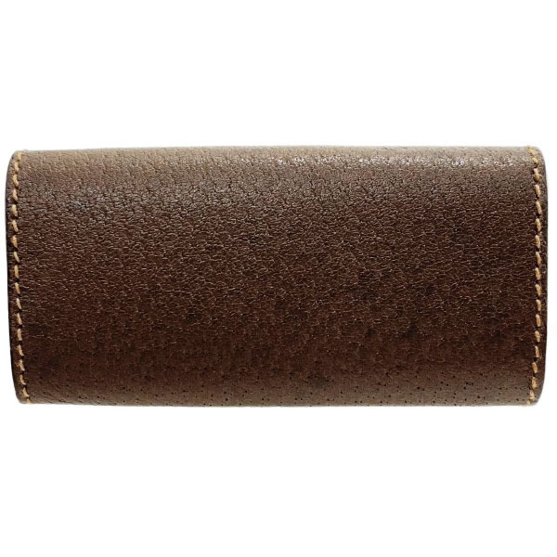 Gucci key case, 3-ring leather, brown, 98 12 001, GUCCI, old ring, holder, SS-14337