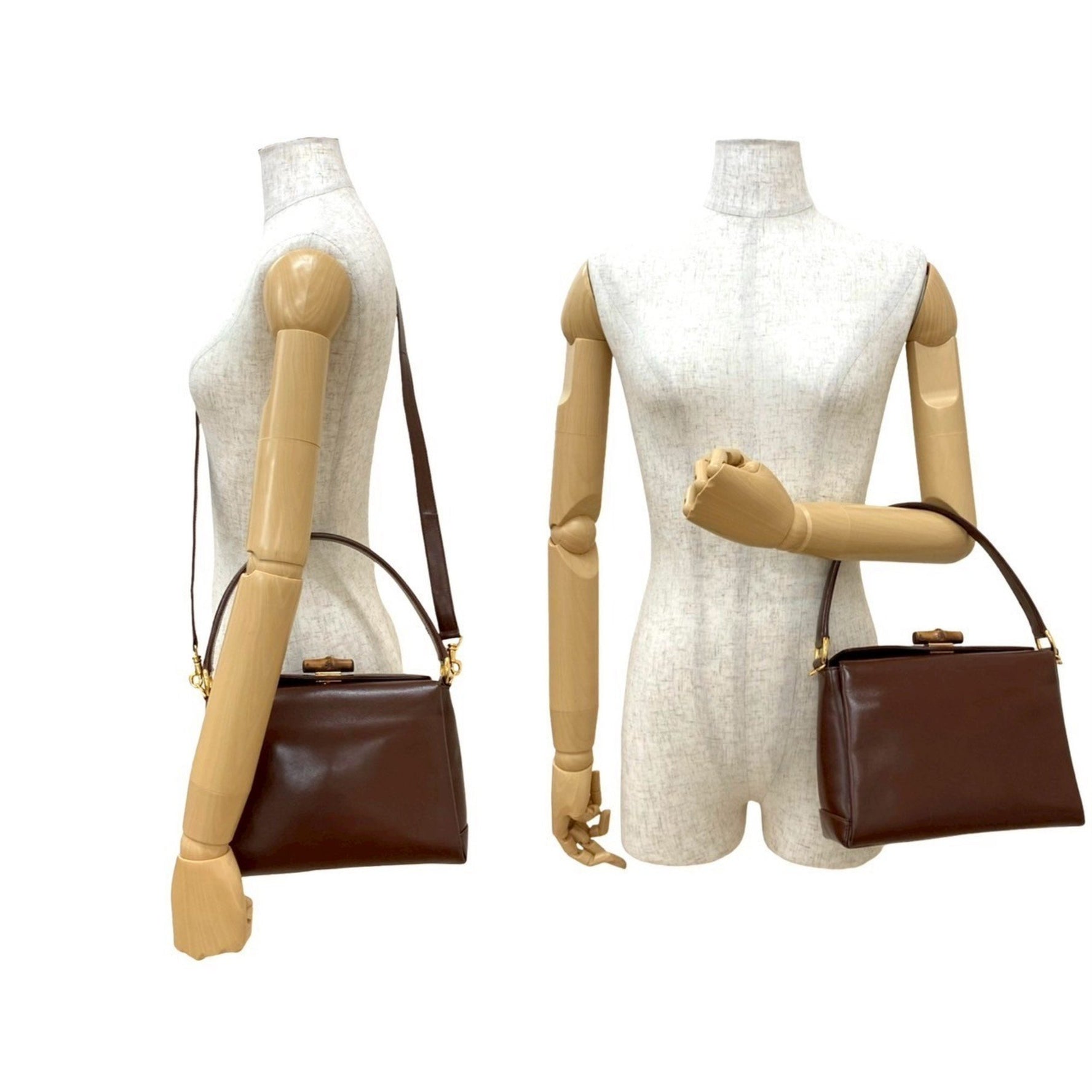 GUCCI Old Turnlock Bamboo Leather Handbag/Shoulder Bag