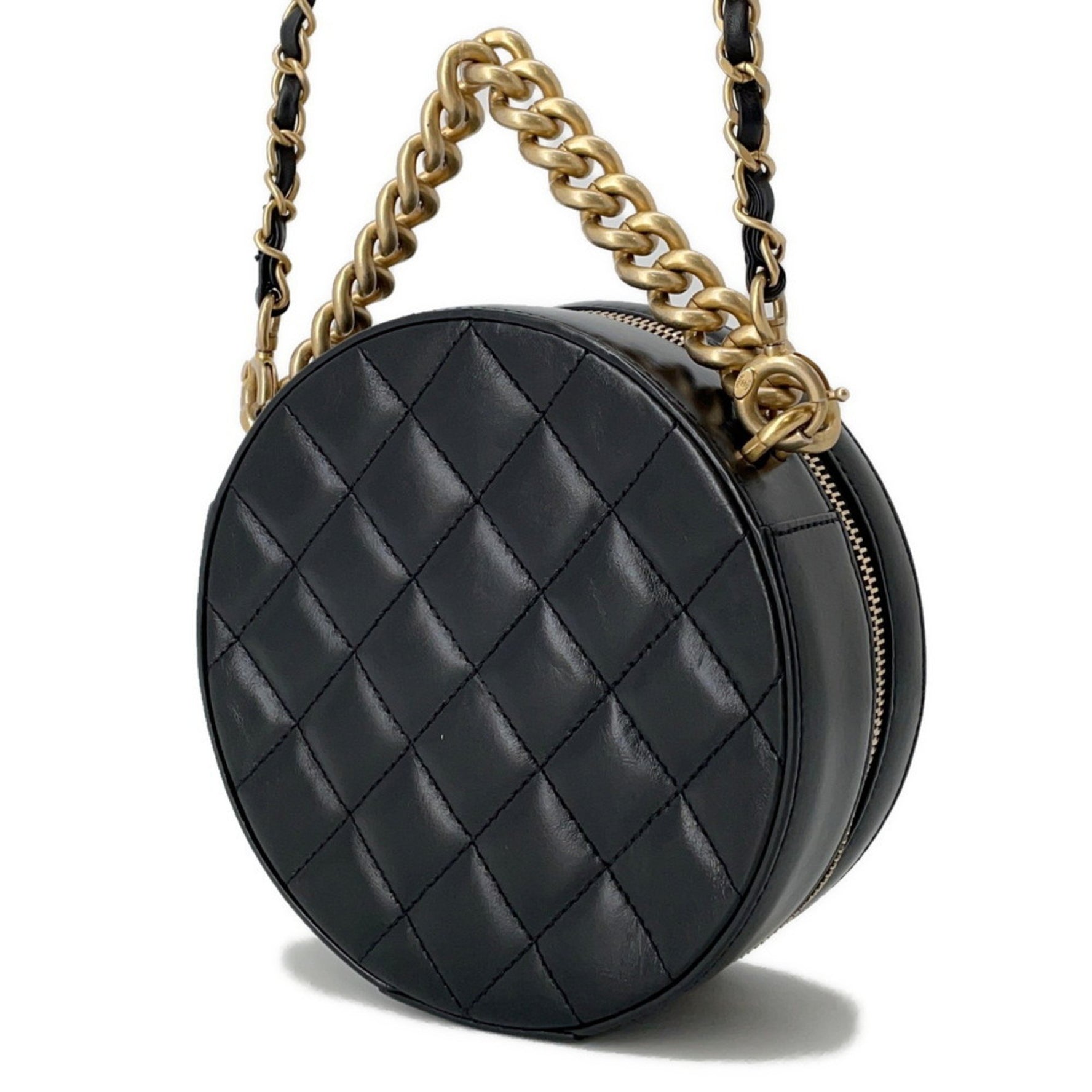Chanel Chain Shoulder Bag, Round Leather