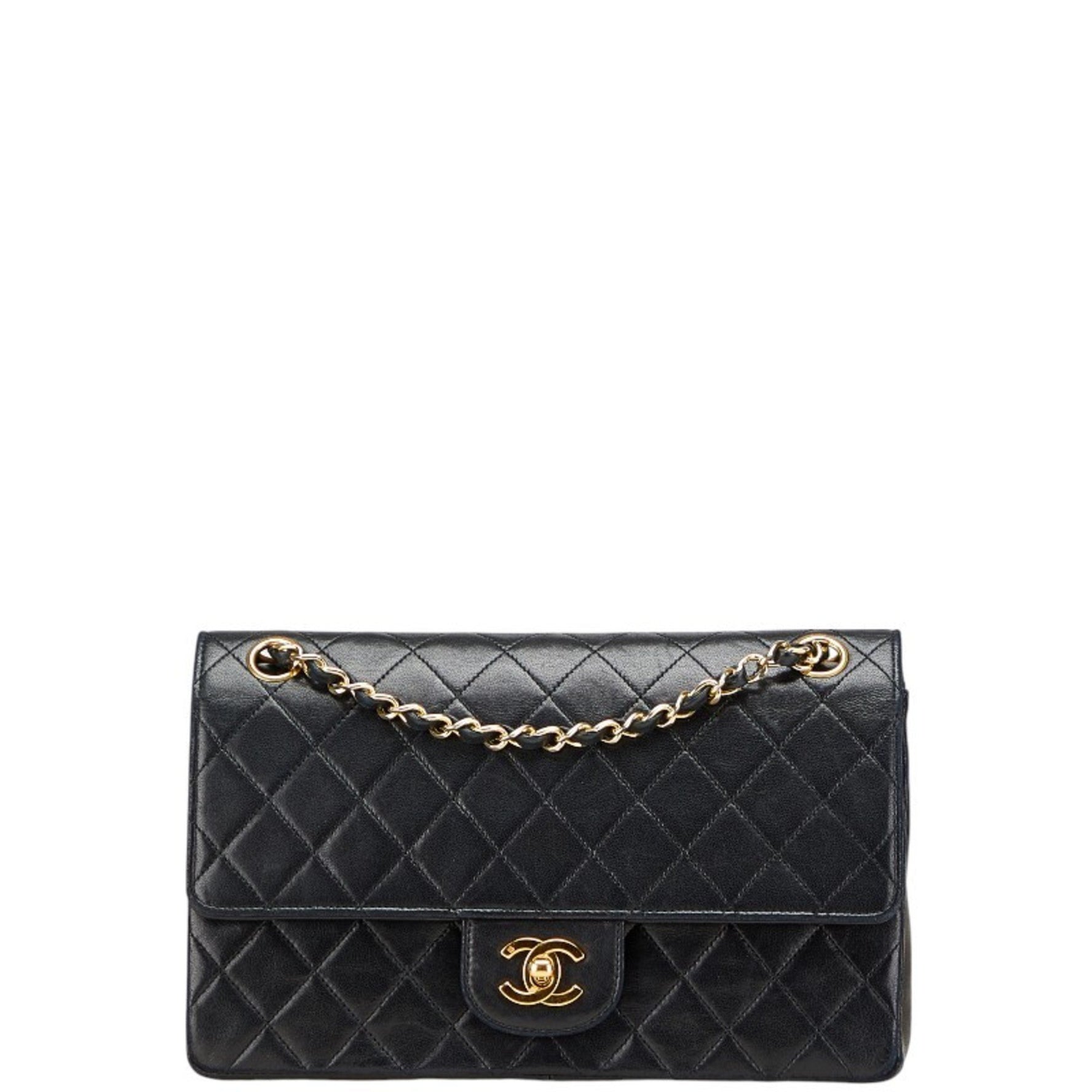 CHANEL Matelasse 25 Double Flap Coco Mark Chain Shoulder Bag in Lambskin