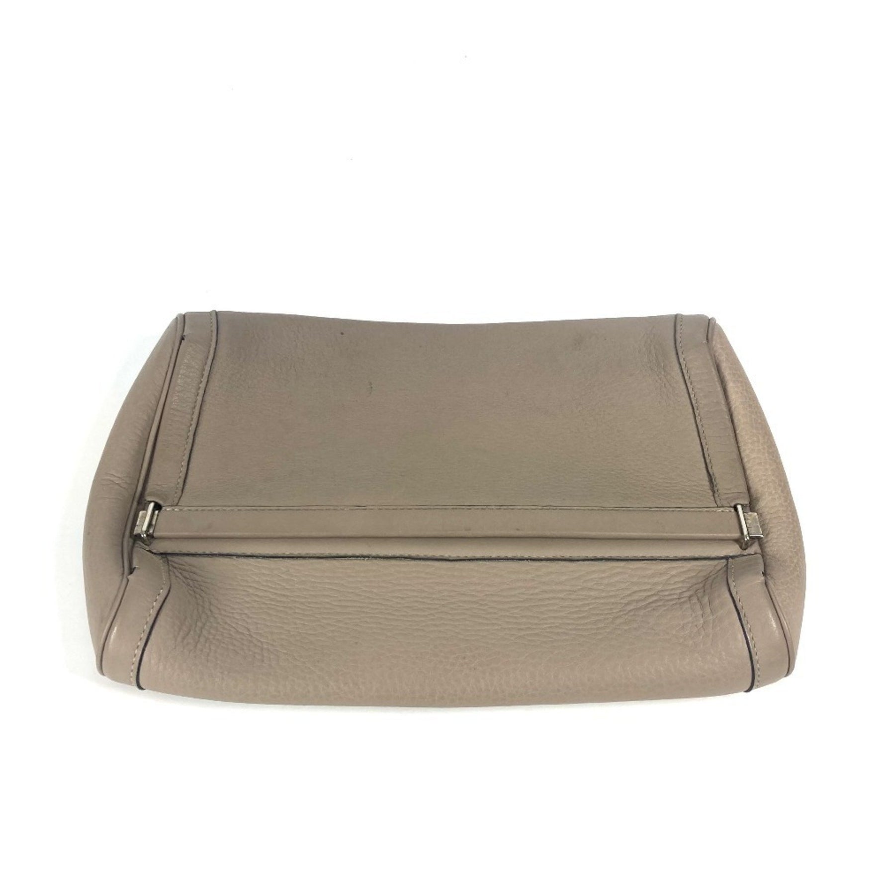 HERMES Equi Pouch Flap Bag Second Clutch Leather Men's Greige