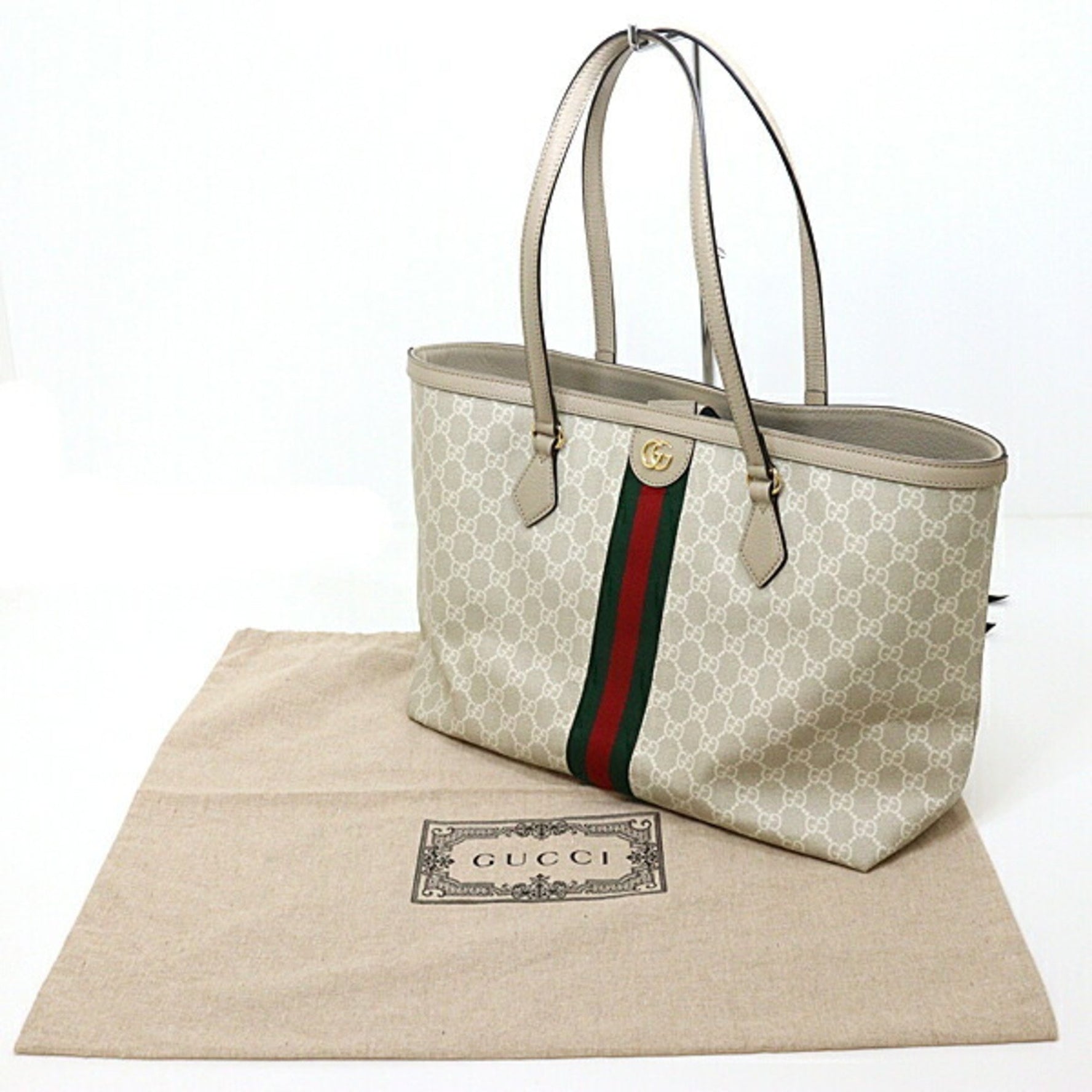 GUCCI Ophidia Medium Tote Bag GG Supreme Canvas Beige