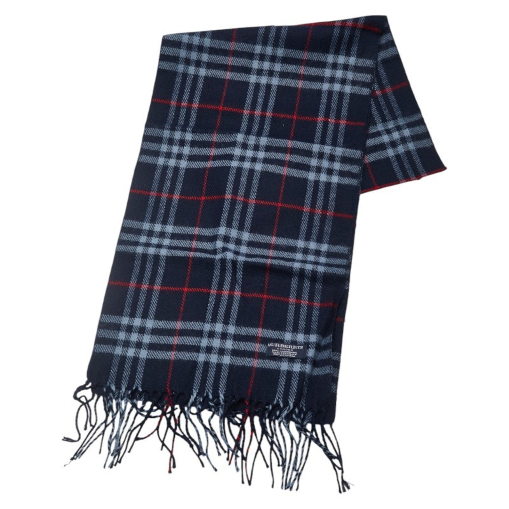 Burberry Nova Check Scarf Navy Lambswool Women's BURBERRY