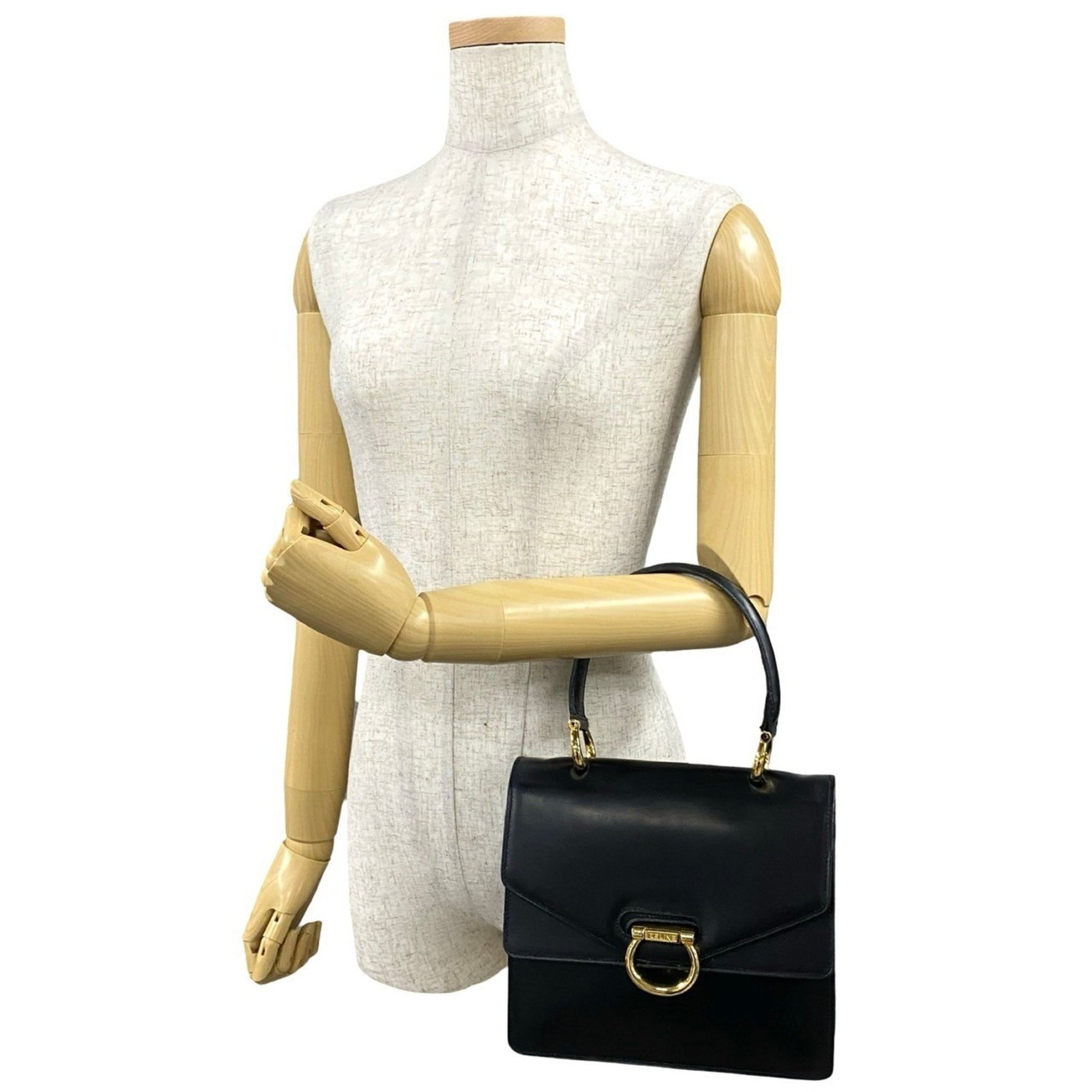 CELINE Vintage Gancini Hardware Calf Leather Handbag Mini Tote Bag