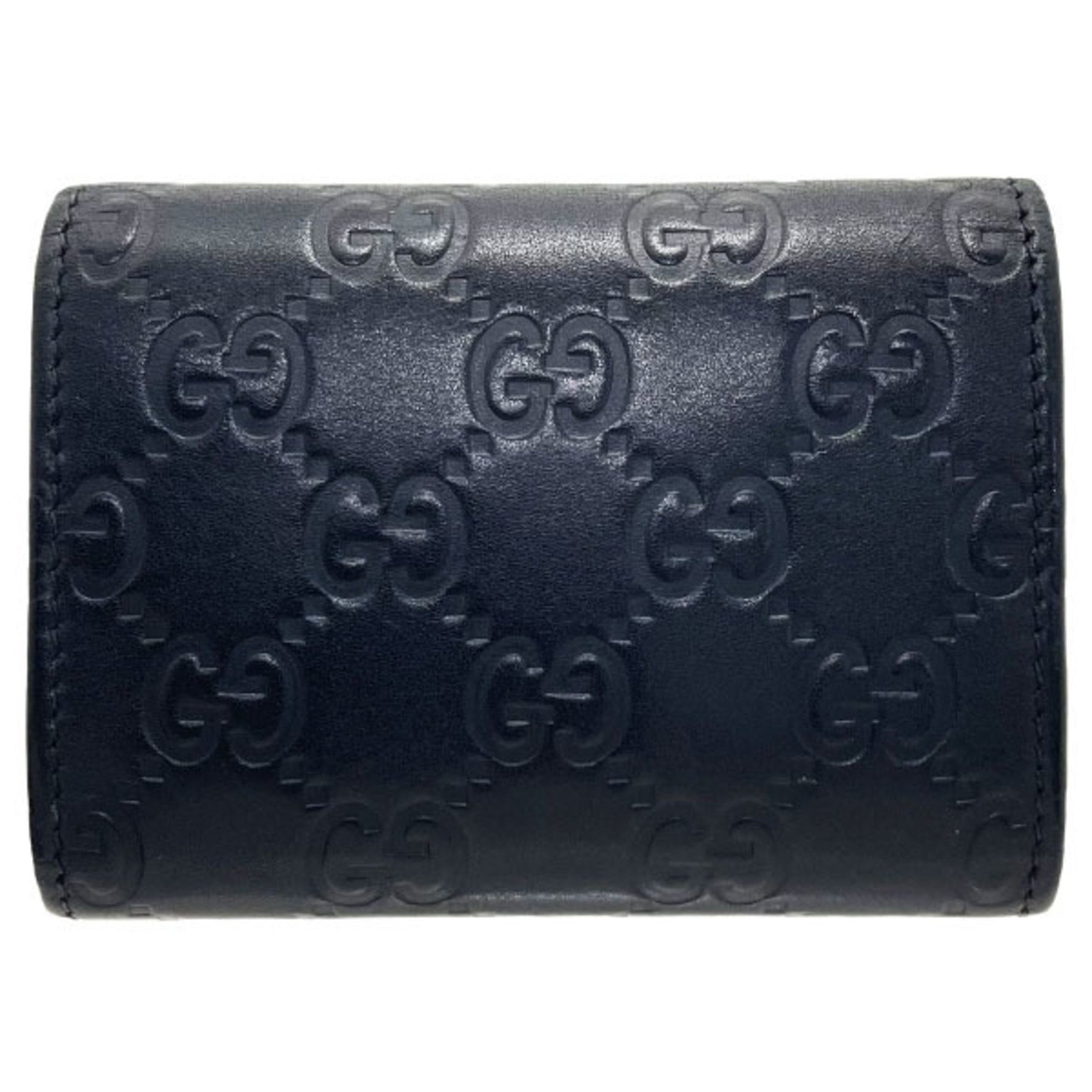 Gucci GG Shima Line Card Case, Black Leather, Business Holder, 120965, GUCCI GG, Guccissima MM-15694